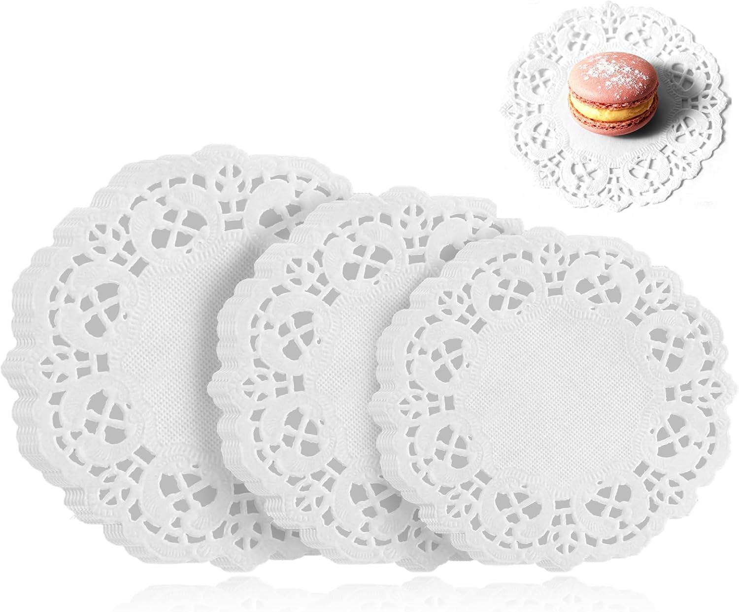 300 Pcs Paper Doilies, 3 sizes Lace Doilies Paper Round Disposable Placemats White-Doilies for Tables Dessert Trays Party Craft Wedding Birthday Cakes Tableware Decorations 3.5 in, 4.5 in, 5.5 in