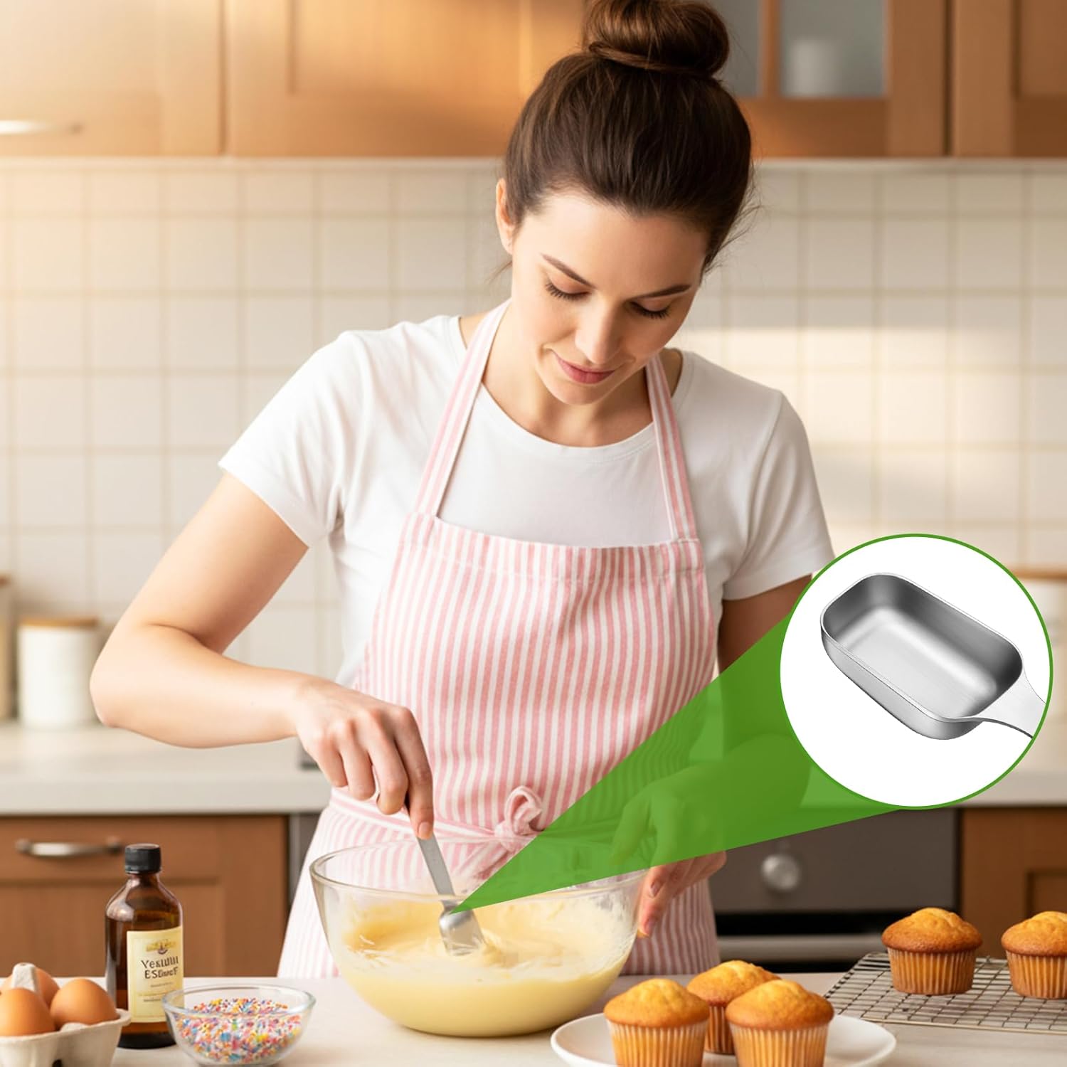 2 Pcs 1 Tablespoon, Stainless Steel Single Long Handle Measuring Spoon Scoop for Coffee Spices Tea Sugar, Dishwasher Safe Rust-Resistant Kitchen Gadgets for Cooking Baking 1tbsp, 3tsp, 15ml, 1/2oz