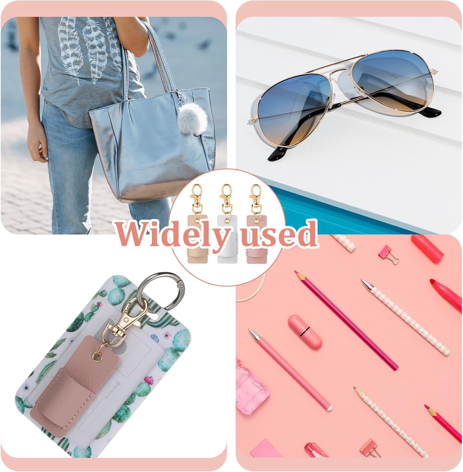 3 Pcs Pen Holder for Lanyard, Anti-Lost Neck Lanyard Pen Holder Keychain, PU Leather Retractable Pencils Clip Portable Single Pouch, Office Supplies for Badge Reels Nurses Clerks Couriers 3 Colors