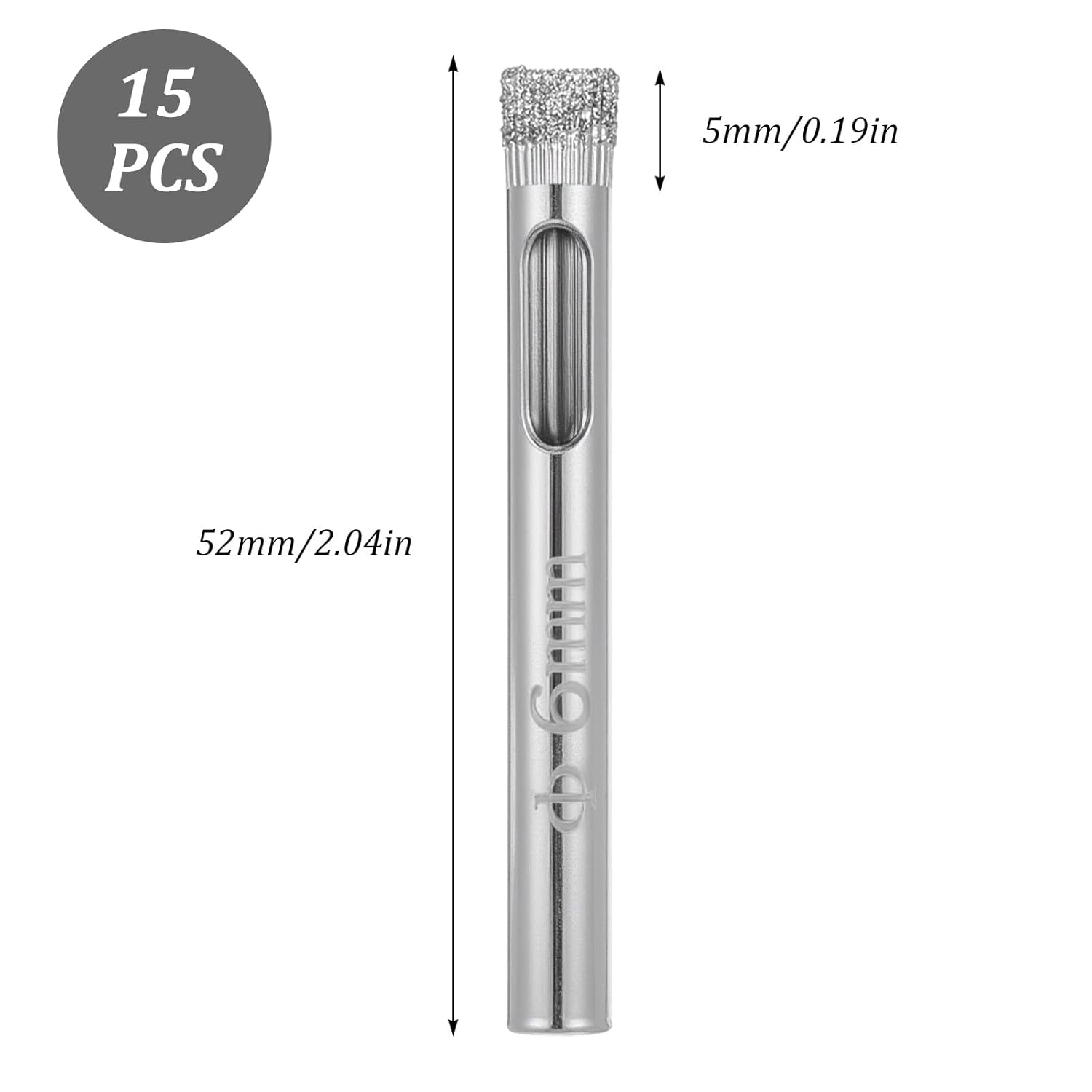1/4" Diamond Hole Saw Drill Bits, 15PCS Glass Tile Holes Saw 1.1 inch Cutting Depth Glass Hole Saws Tile Holes Saws for Ceramic Marble Porcelain Tiles Granite Quartz