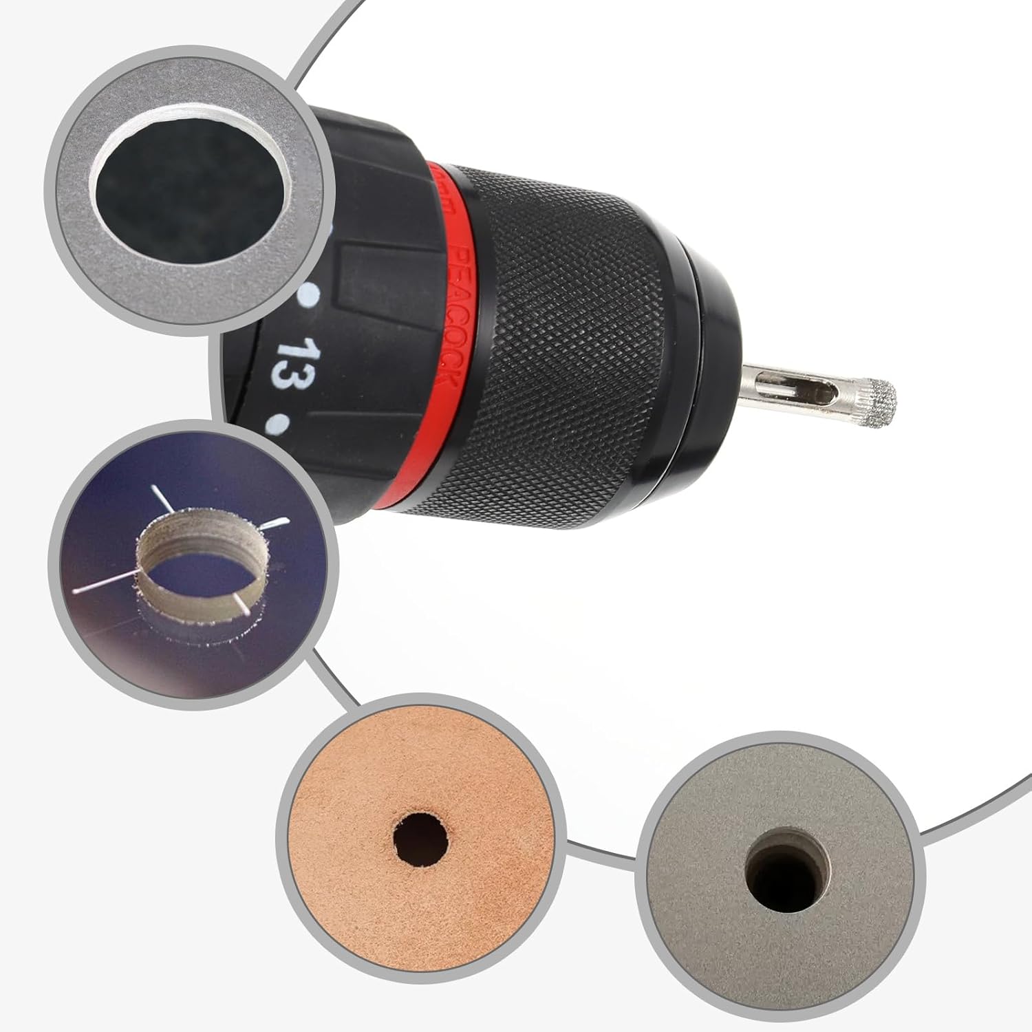 1/4" Diamond Hole Saw Drill Bits, 15PCS Glass Tile Holes Saw 1.1 inch Cutting Depth Glass Hole Saws Tile Holes Saws for Ceramic Marble Porcelain Tiles Granite Quartz