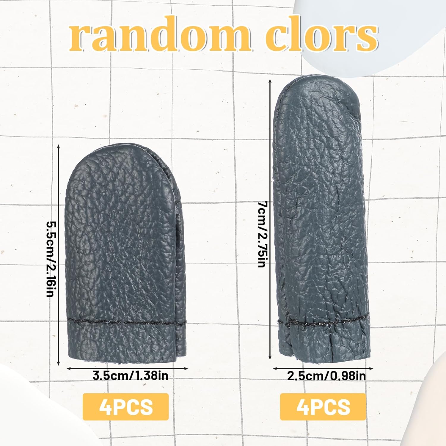 4 Pairs Crochet Finger Protectors, Leather Thimbles for Hand Sewing, Durable Needle Felting Knitting Thimble Guards Felting Tools Finger Protector for Hand Sewing, Embroidery Crafting
