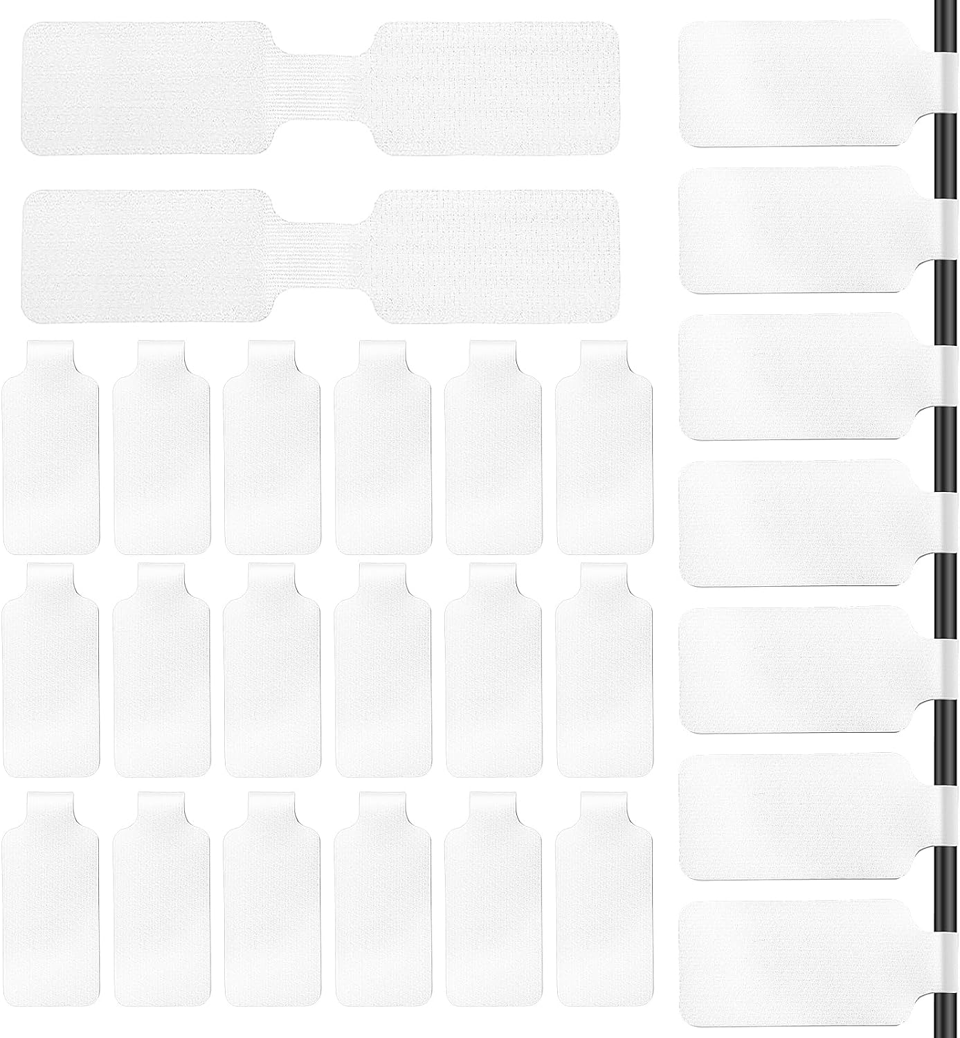 60 Pcs Cable Labels, White Nylon Self-Adhesive Wire Labels, Writable Reusable Cord Tags Electrical Panel Label Cables Markers for Electronics Computer Management and Identification, Home, Office