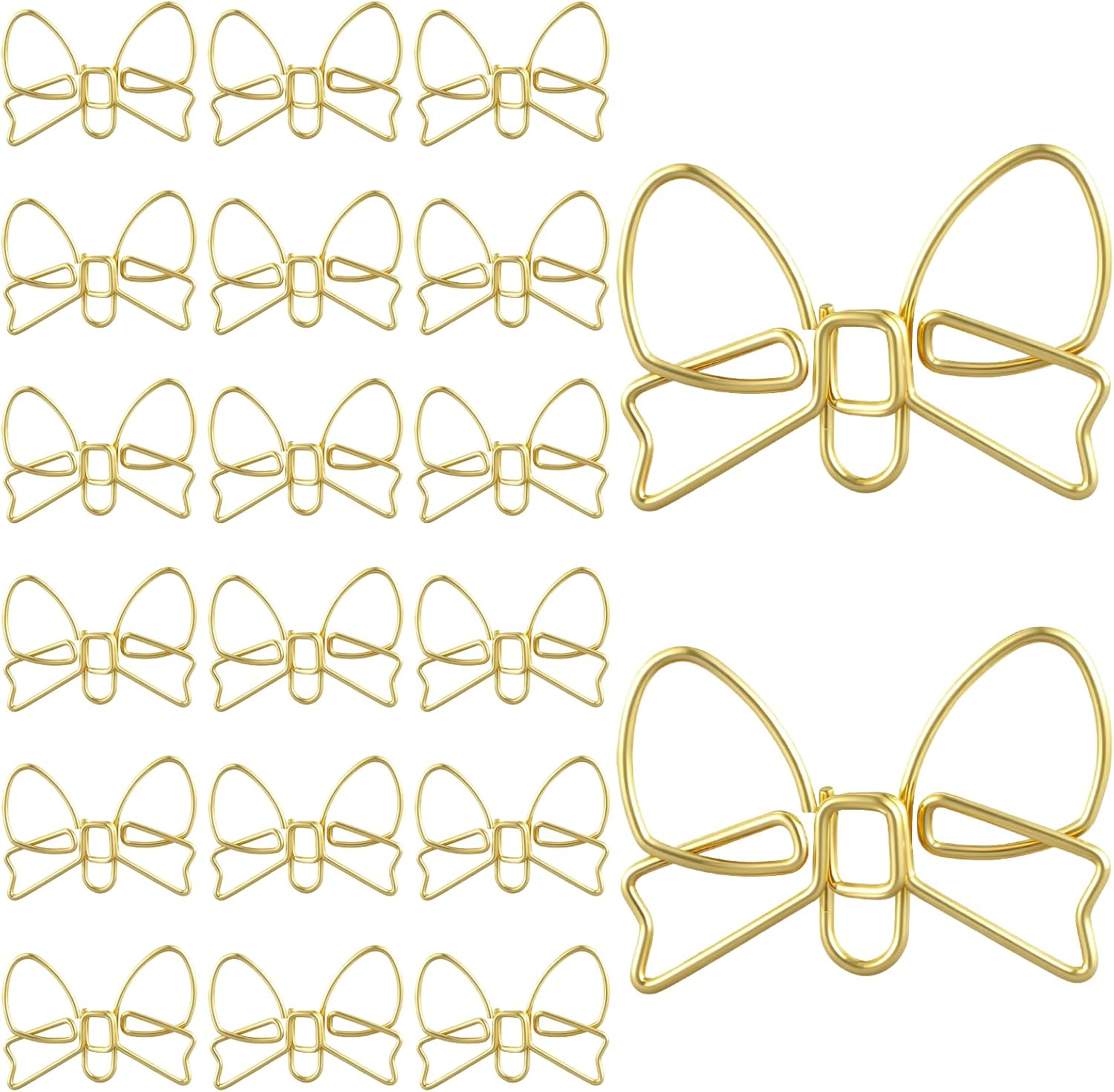20 Pcs Mini Bow Shape Paper Clips, Gold Paperclips Cute Paper Clips Decorative Bowknot Paperclips Metal Bookmarks Funny Planner Clip Desk Accessories for School Office Supplies Home Document