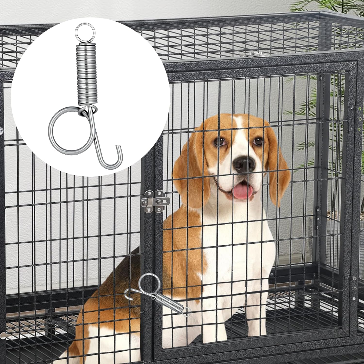 10 Pack Spring Cage Latch Door Spring Hook, Pet Door Latch Metal Finger Pet Cage Lock Wire Clips Rabbit Cages Accessories for Rabbit, Dog, Cat, Parrot, Guinea Pig, Small Animal Cages Doors Large