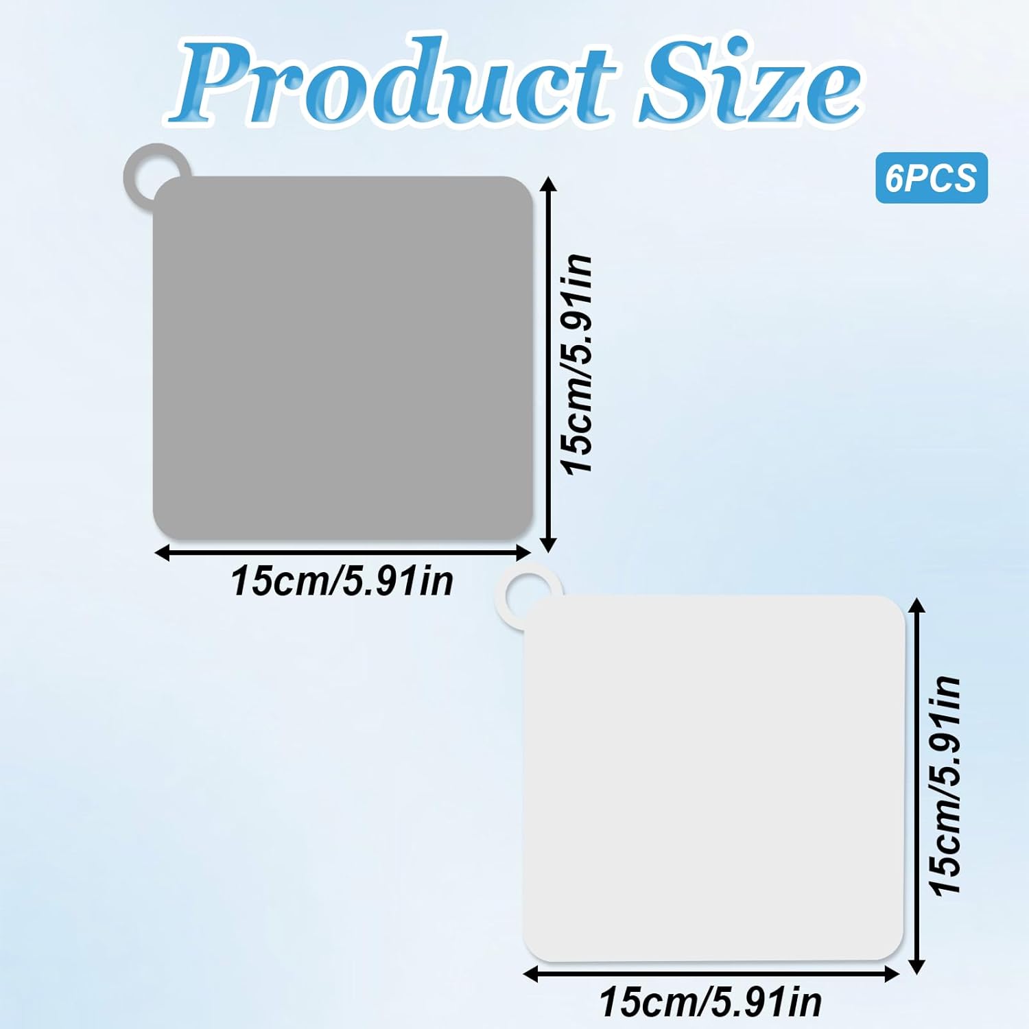 Drain Cover, 6 PCS Silicone Shower Drain Cover Square Bathtub Stopper Multifunctional Floor Drain Covers Anti-Blocking Sink Covers for Laundr Kitchen Bathroom Grey, White, 5.9 x 5.9 Inch