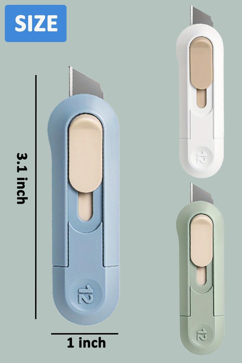 3 Pack Letter Opener Envelope Slitter - Envelope Opener Slitter, Mail Opener Tool, Package Opener, Cute Office Supplies for Desk Blue