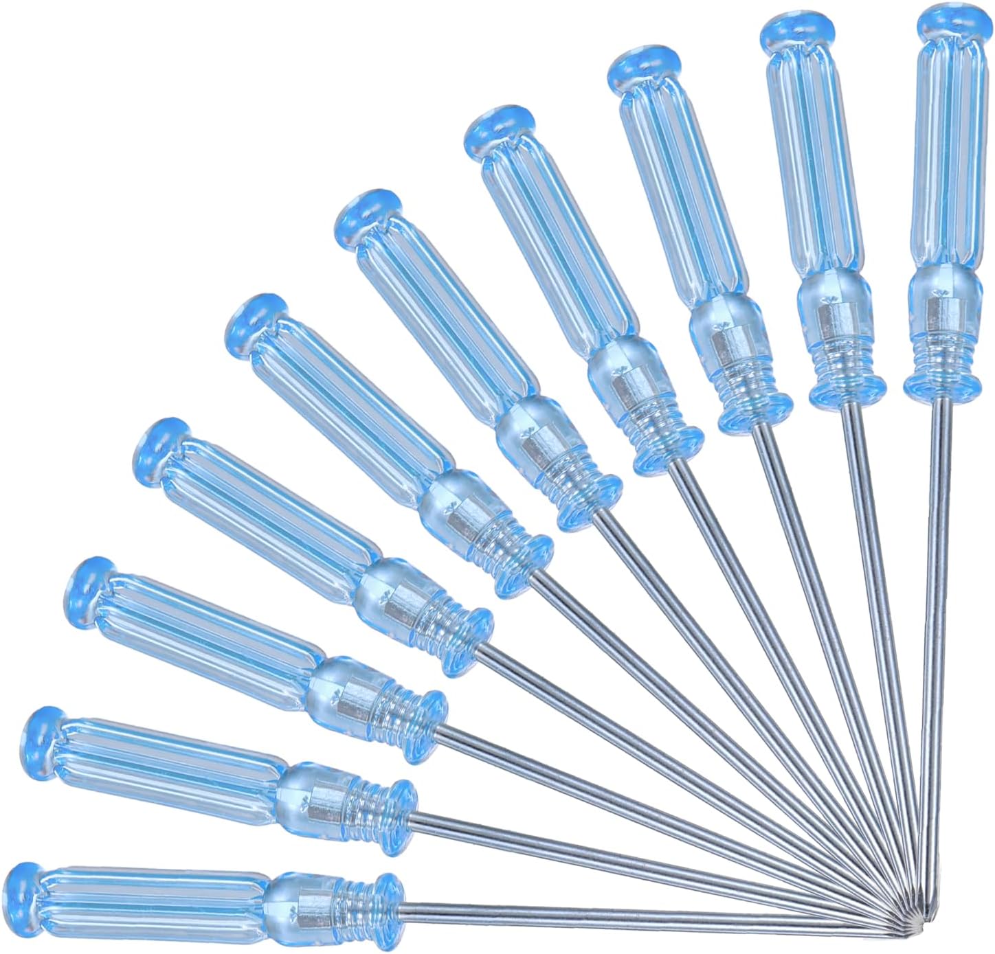 10 Pcs Mini Phillips Screwdriver, 2.5 mm Cross Head Precision Screwdriver Set with Non-Slip Blue Clear Handle 4.9" Total Length Small Screwdrivers for Watch Laptop Eyeglass Small Appliances Repair