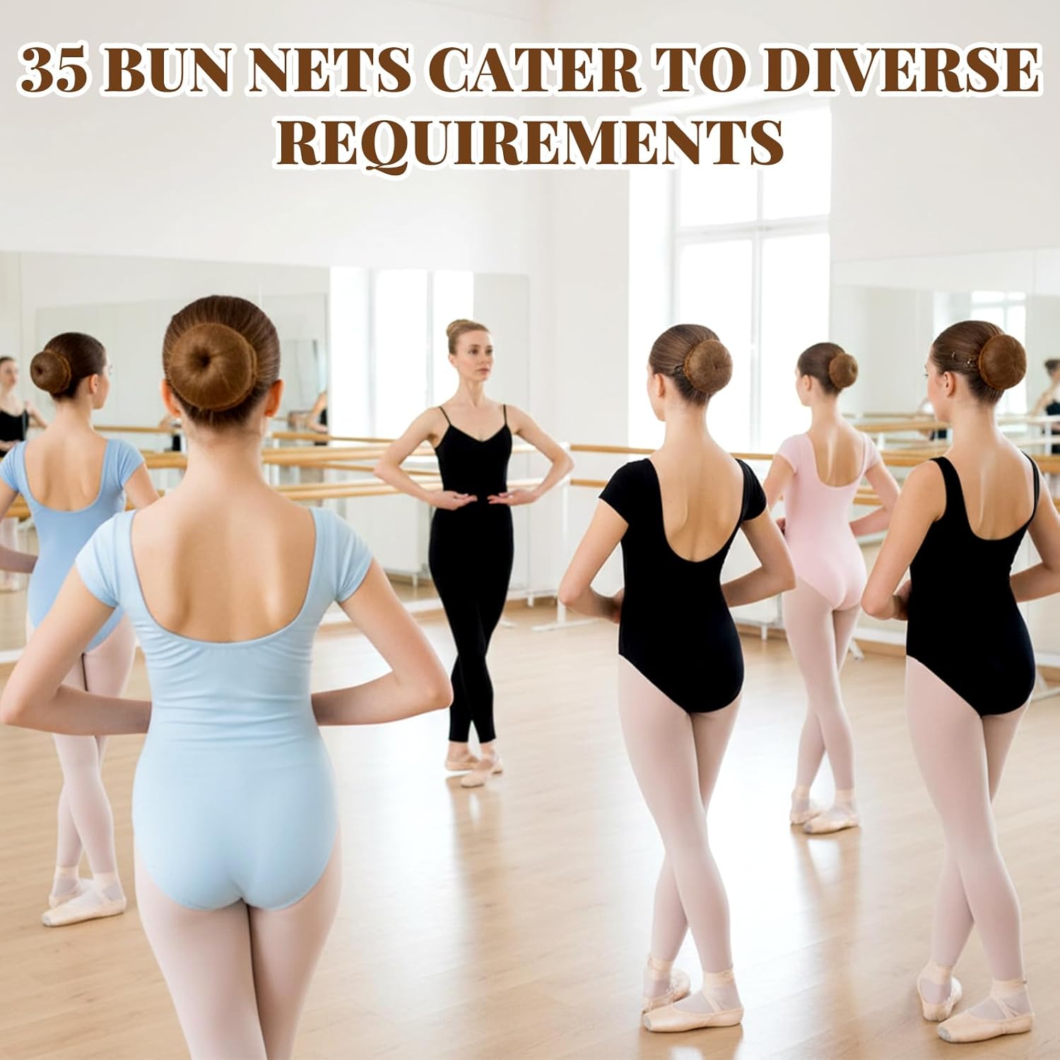 Hair Nets, 35 Pcs Invisible Hair Net for Buns, 20 Inch Strong Nylon Elastic Mesh Wig Nets Hairnet Hairs Accessories for Women Men Ballet, Food Service Workers, Kitchen Daily Styling Brown