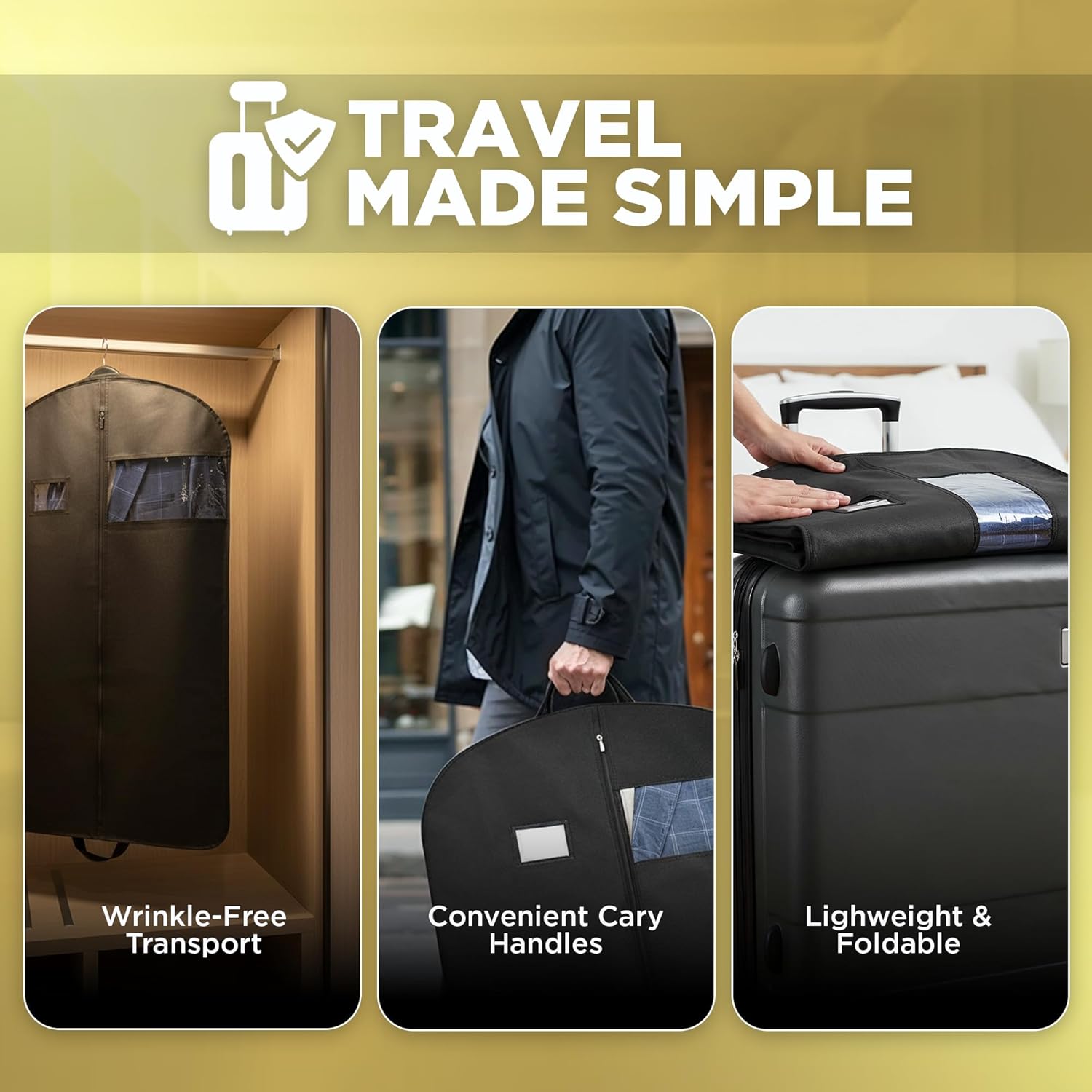 Garment Bag for Hanging Clothes - Travel Suit Bag Closet Covers for Men and Women - Long Dress, Mens Jackets, Coats, Shirts, Dance Clothing Protector, Zipper Hanger Wardrobe Dust Cover 42 Inch