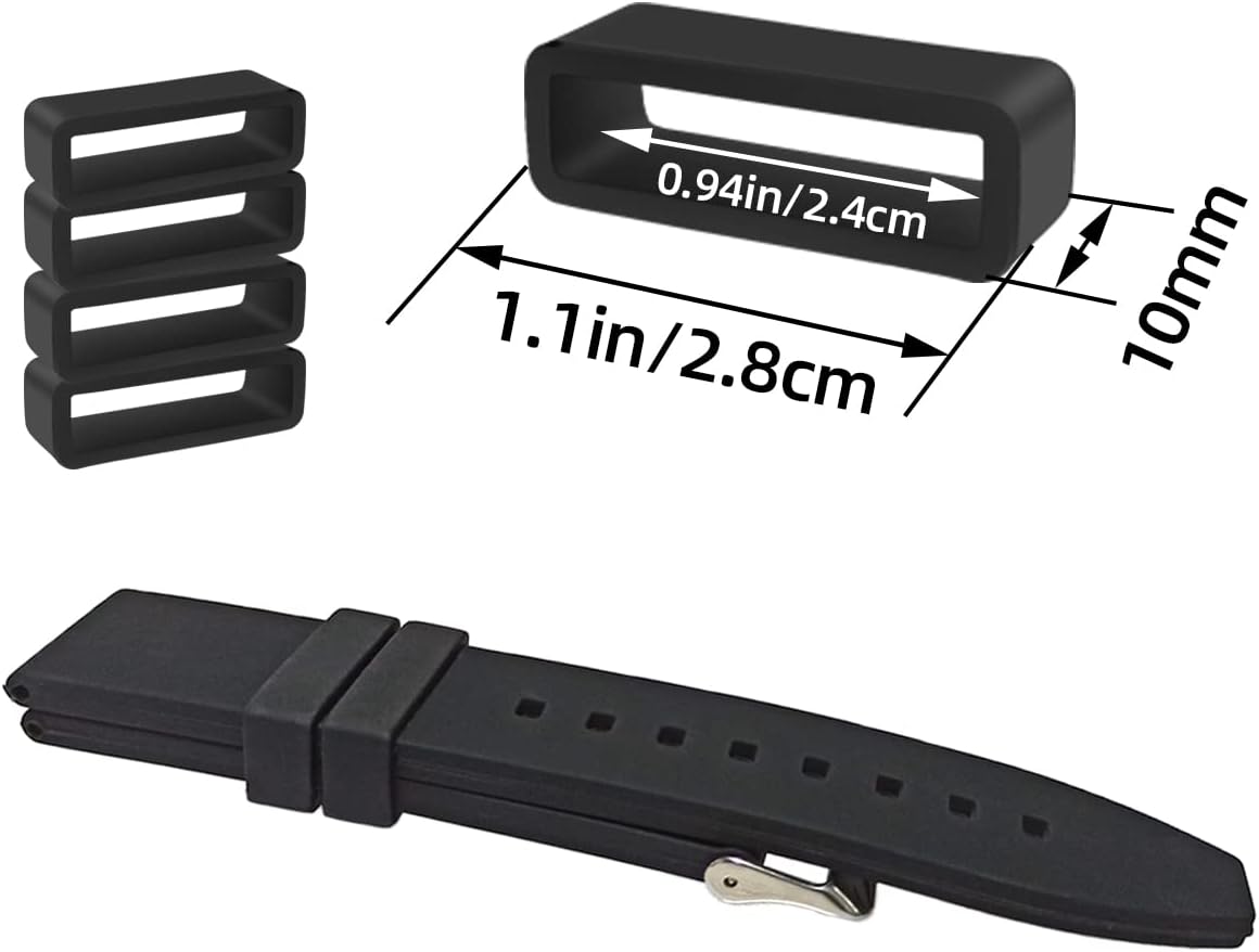 6 Pcs Watch Band Loop Holder Keeper for Resin Belt, Replacement Fastener Rings for Silicone Leather Rubber Watch Strap, Durable Fastener Retainer Size 24mm