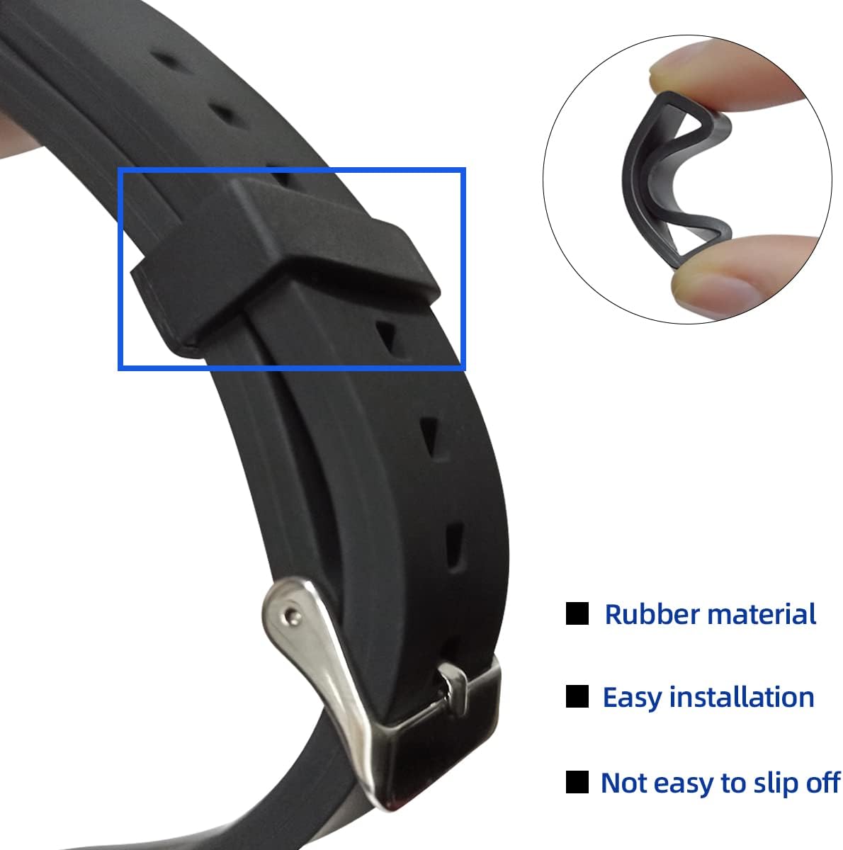 6 Pcs Watch Band Loop Holder Keeper for Resin Belt, Replacement Fastener Rings for Silicone Leather Rubber Watch Strap, Durable Fastener Retainer Size 24mm