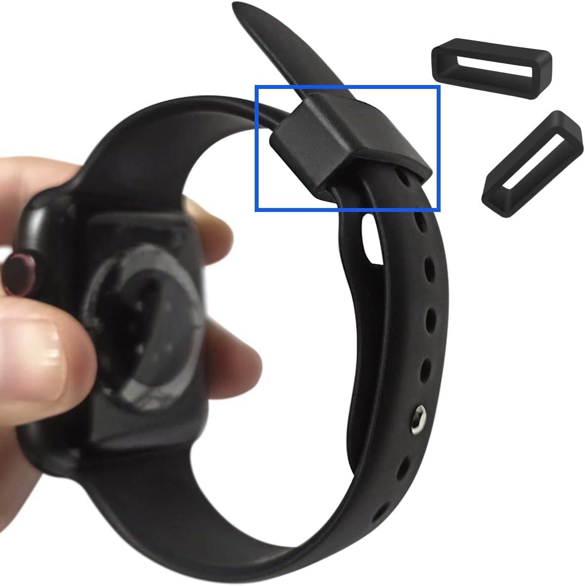 6 Pcs Watch Band Loop Holder Keeper for Resin Belt, Replacement Fastener Rings for Silicone Leather Rubber Watch Strap, Durable Fastener Retainer Size 24mm