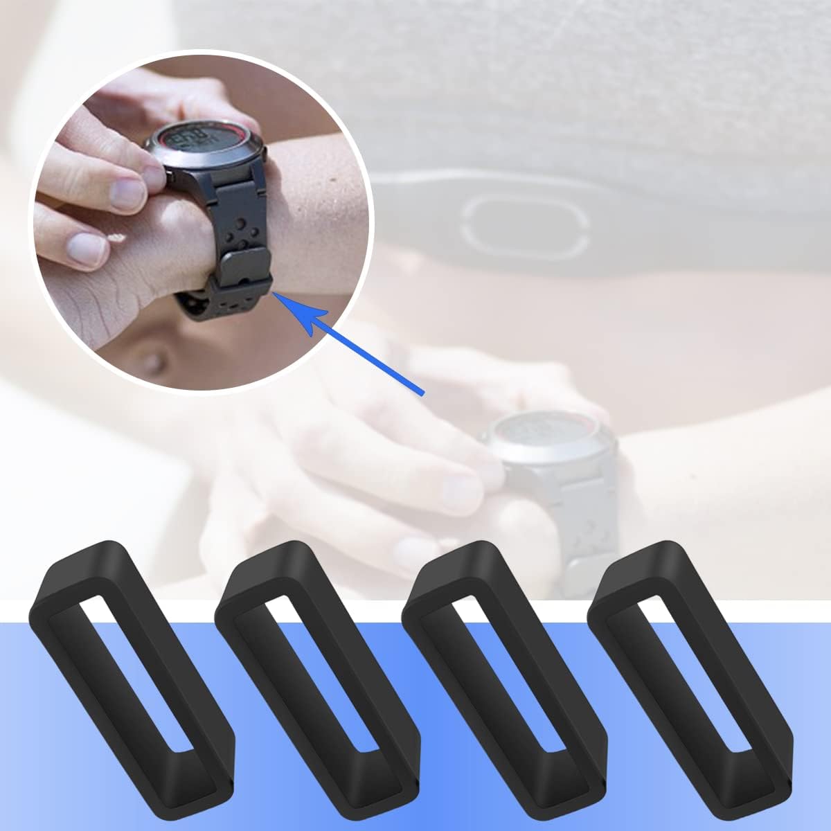 6 Pcs Watch Band Loop Holder Keeper for Resin Belt, Replacement Fastener Rings for Silicone Leather Rubber Watch Strap, Durable Fastener Retainer Size 24mm