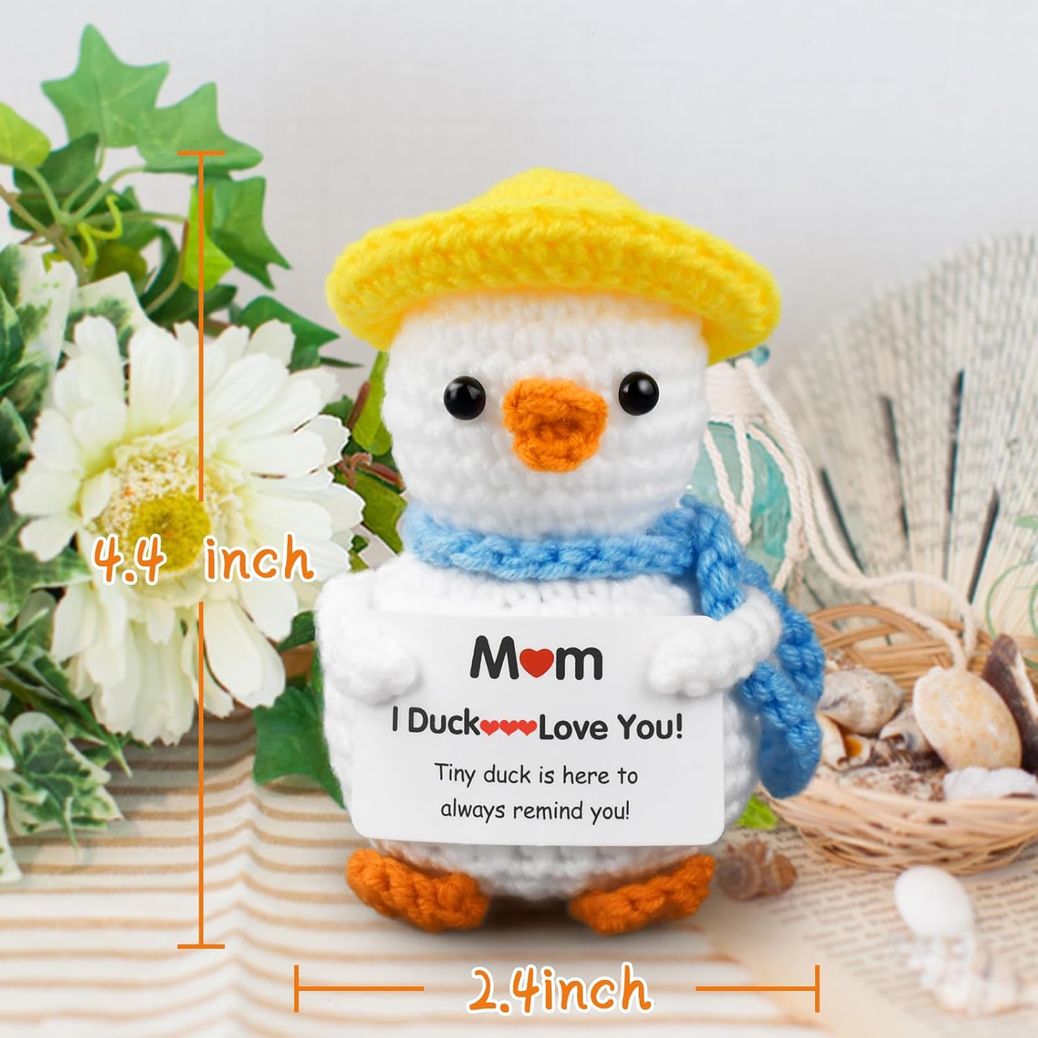 Gifts for Mom,Birthday Valentines Day Gifts for Women,Stocking Stuffers for Women I Duck Love You Mom Handmade Crochet Funny Cool Cute Small Duck