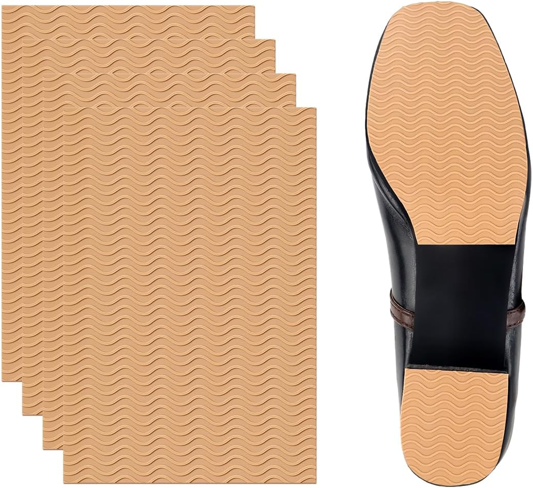 4 Pcs Non-Slip Shoe Sole Pads Shoe Bottom Grip Pads 5.9 x 3.9 Inch Self Adhesive Shoe Sole Protectors Shoe Pads Sole Shoe Bottom Protector for Women Nude
