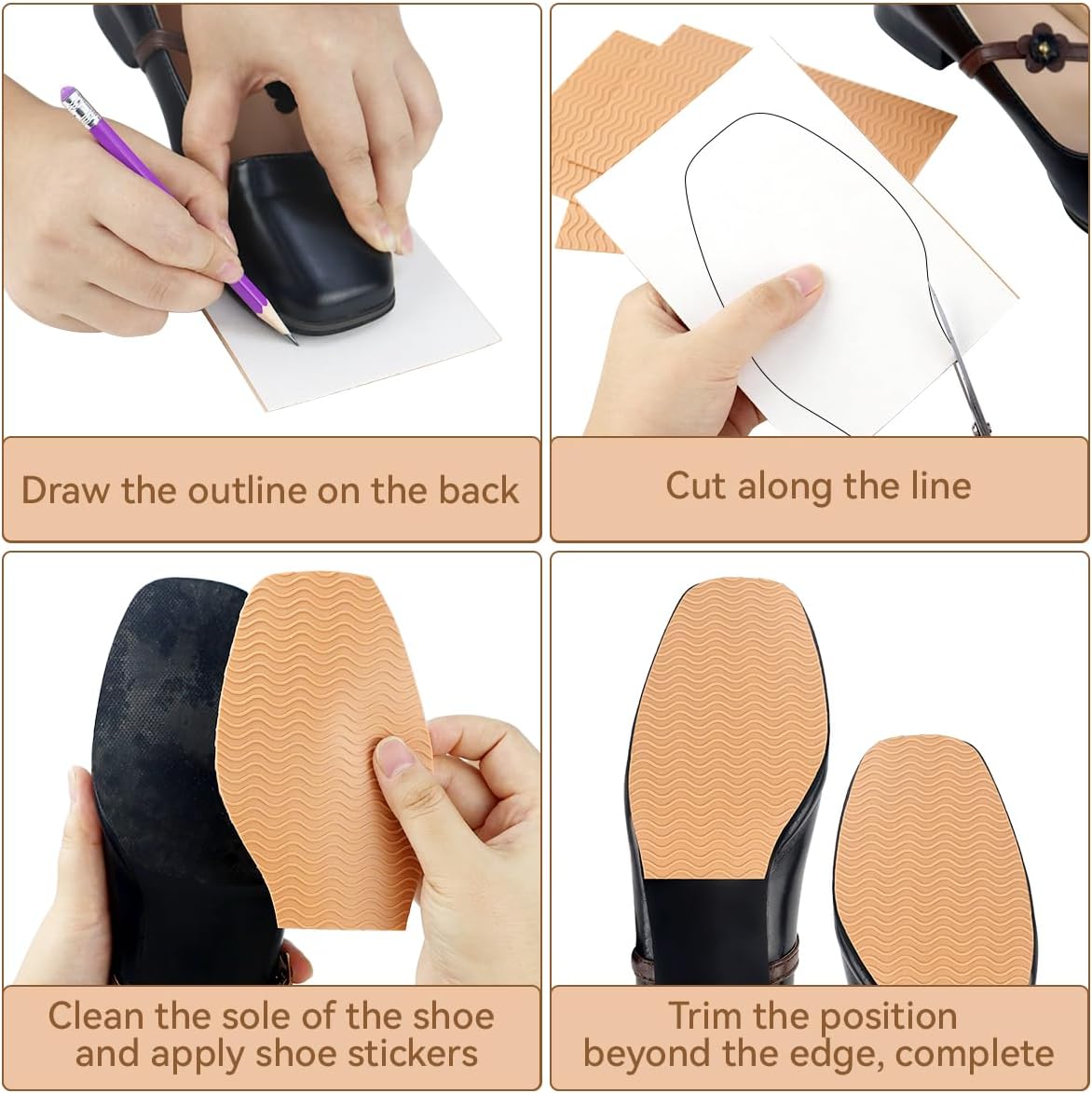 4 Pcs Non-Slip Shoe Sole Pads Shoe Bottom Grip Pads 5.9 x 3.9 Inch Self Adhesive Shoe Sole Protectors Shoe Pads Sole Shoe Bottom Protector for Women Nude