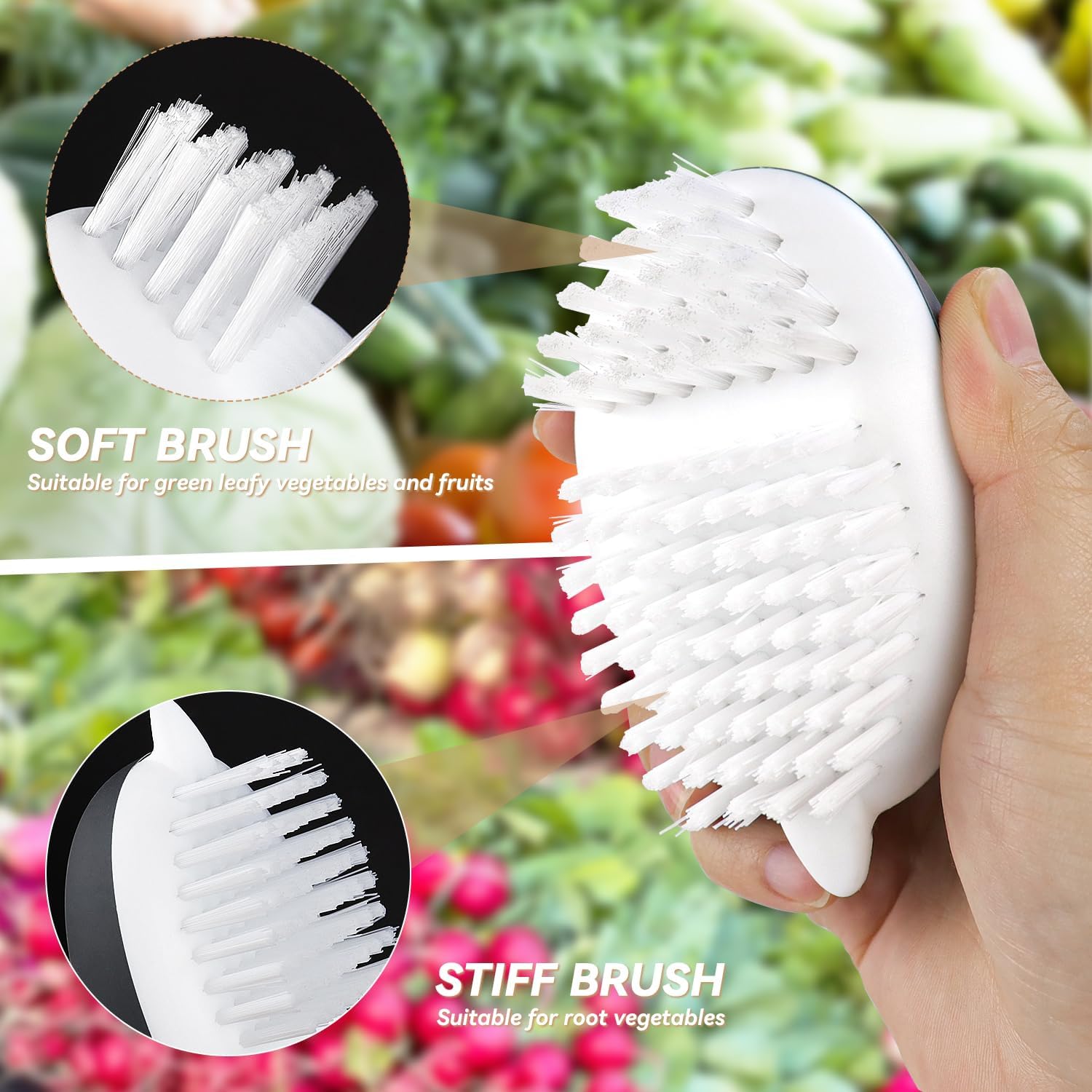 Vegetable Brush Potato Scrubber Brush Non Slip Comfortable Fruit Cleaning Tools for Washing Fruit Mushrooms Carrot or Tough-Skinned Vegetables 1 Pack Grey