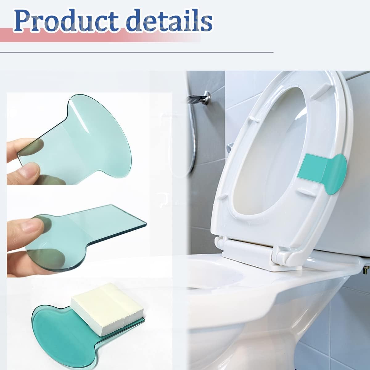 6 Pcs 3 Colors Toilet Cover Lifter Handle Seat Holder Lift Tools Avoid Touching Lift Tools Seat Cover Lifter Bathroom Accessories for Office, School, Home, Hotel Red, White, Green