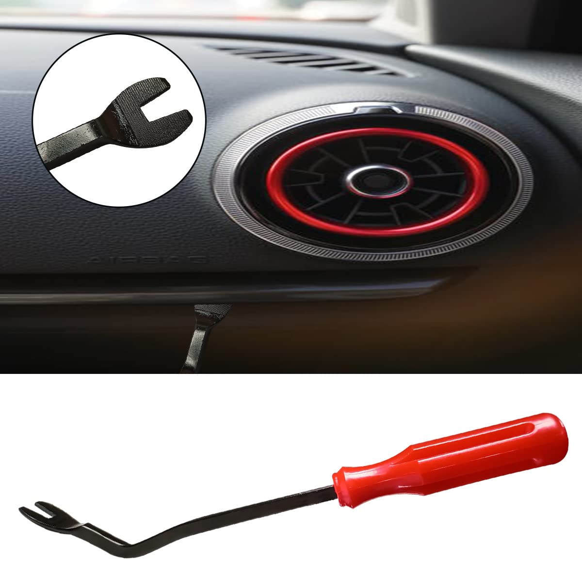 1 Pcs Fastener Remover Car Panel Door Window Tool Clip Puller Rivet Removal Tool Auto Trim Removal Tool for Trim Panels, Plastic and Metal Clips, Car Door Panels Red