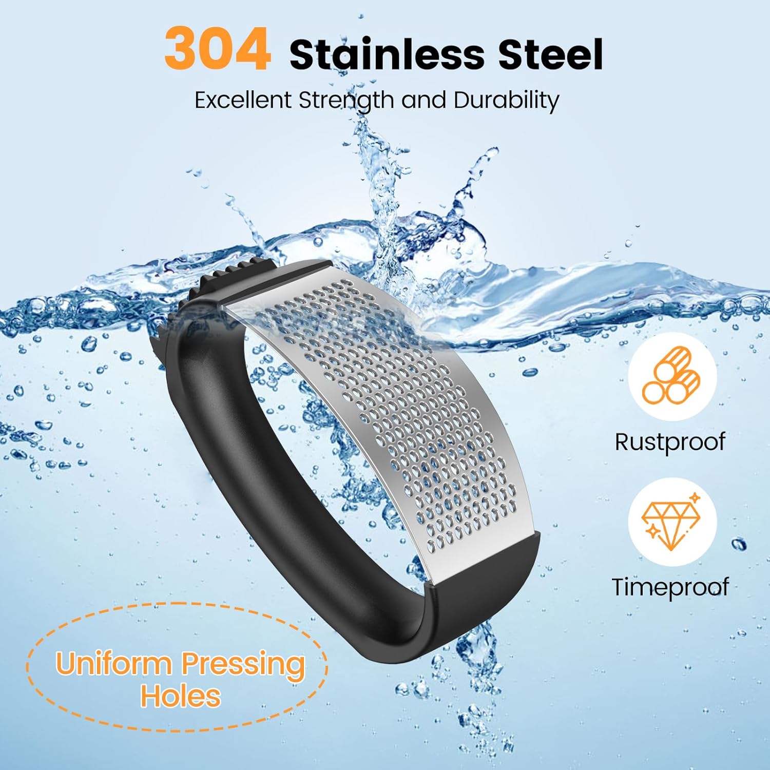 Garlic Press,Stainless Steel Garlic Mincer Crusher,Easy to Use and Clean,Ergonomic Handle,Easy Kitchen Gadget for Effortless Smashing,Kitchen Essentials,Home and Kitchen Utensils Accessories,Cooking