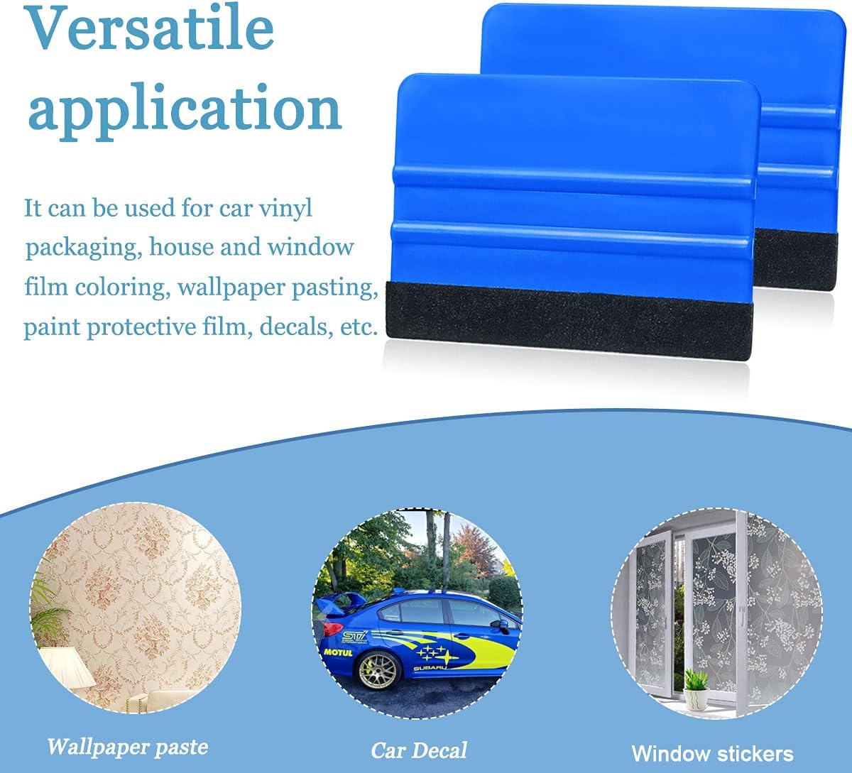 2 Pieces Wallpaper Smoothing Tool, Vehicle Vinyl Felt Squeegee Window Tint Film Tool for Peel and Stick Wallpaper blue