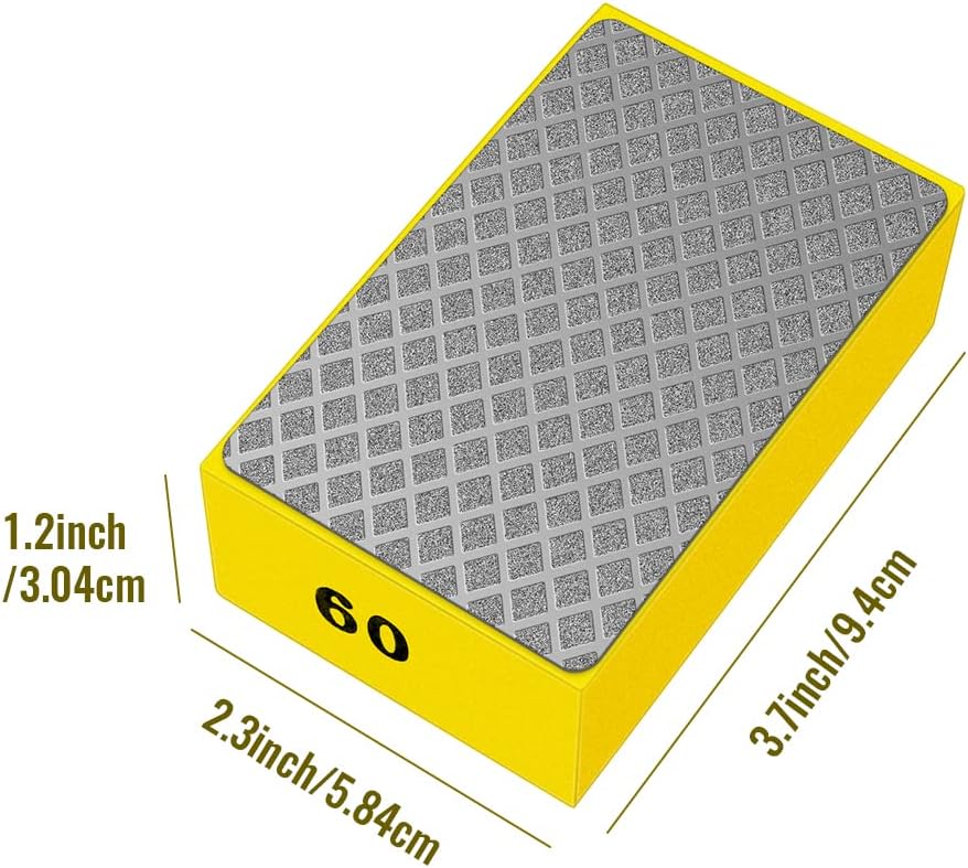 1 Pcs Diamond Hand Pad Sanding Block Sharp Glass Grinding Polishing Pad Sanding Block Foam Backing Hand-Held Sanding Block for Sanding Polishing Marble Tile Ceramics 60#