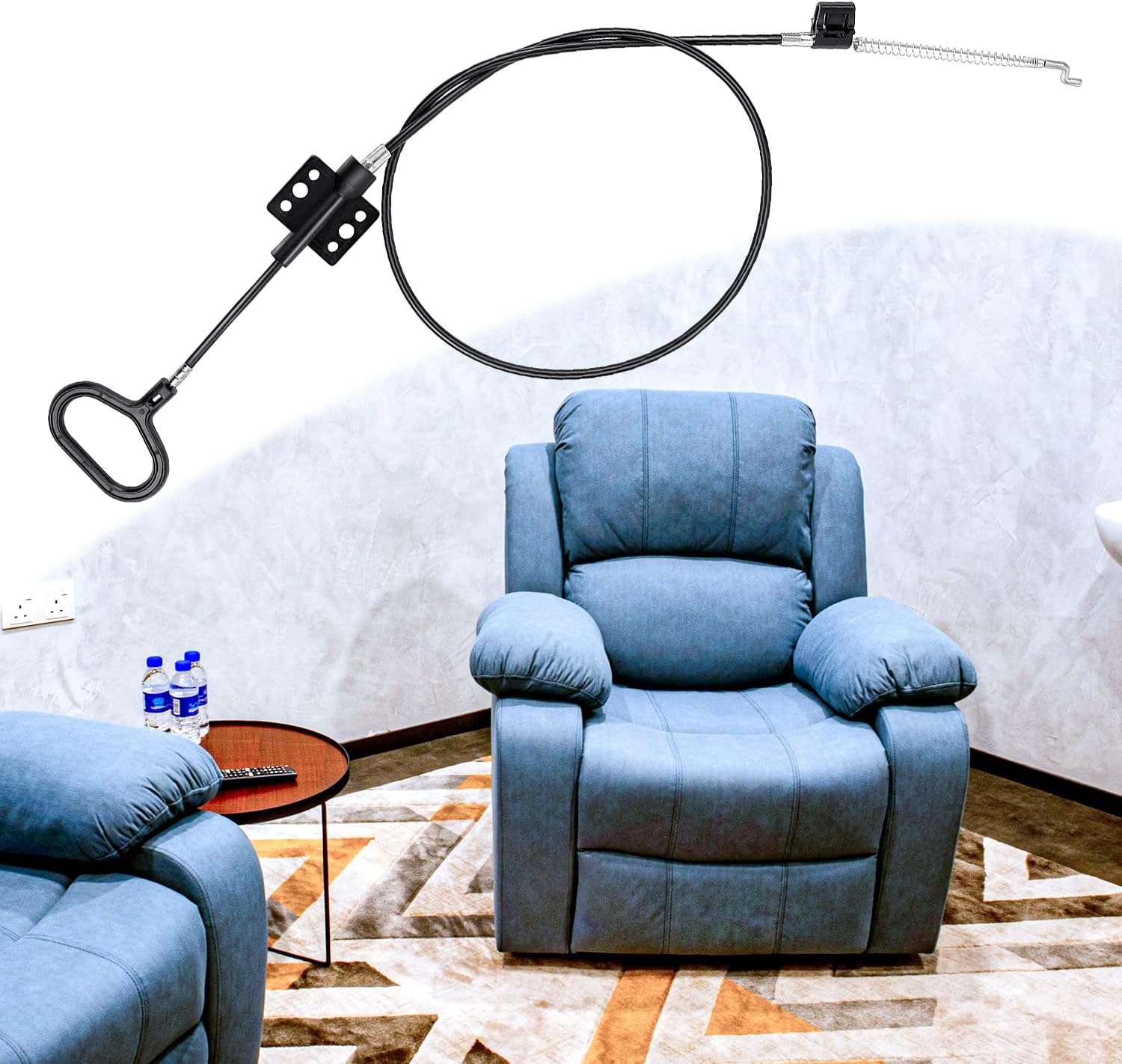 Sofa Recliner Cables Sofa and Reclined Chair Replacement Part D Ring Couch Recliner Pull Handle with S Tip for Cable Total Length 36.5 Inch Exposed Length 5Inch 1 Pack Black