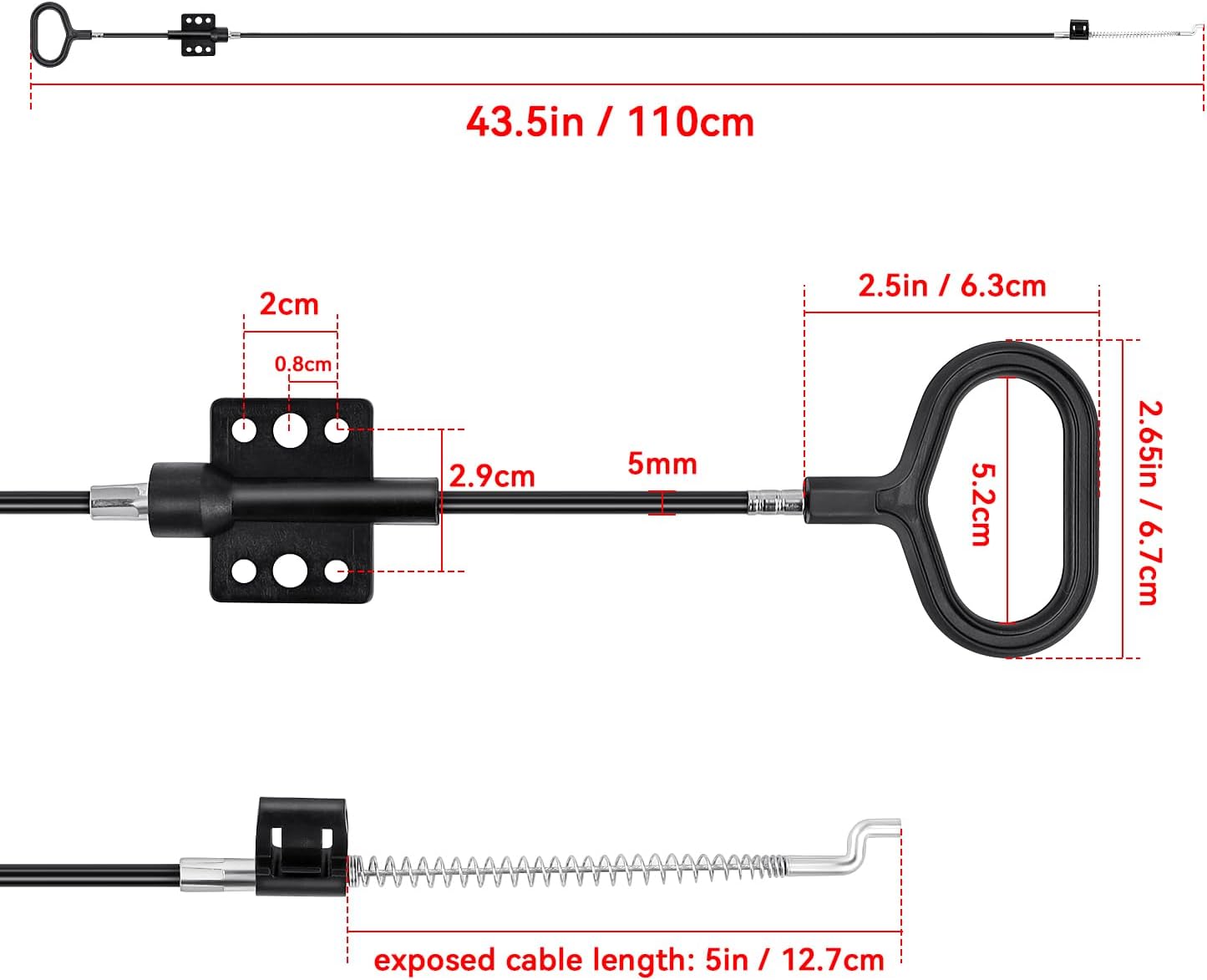 Sofa Recliner Cables Sofa and Reclined Chair Replacement Part D Ring Couch Recliner Pull Handle with S Tip for Cable Total Length 36.5 Inch Exposed Length 5Inch 1 Pack Black