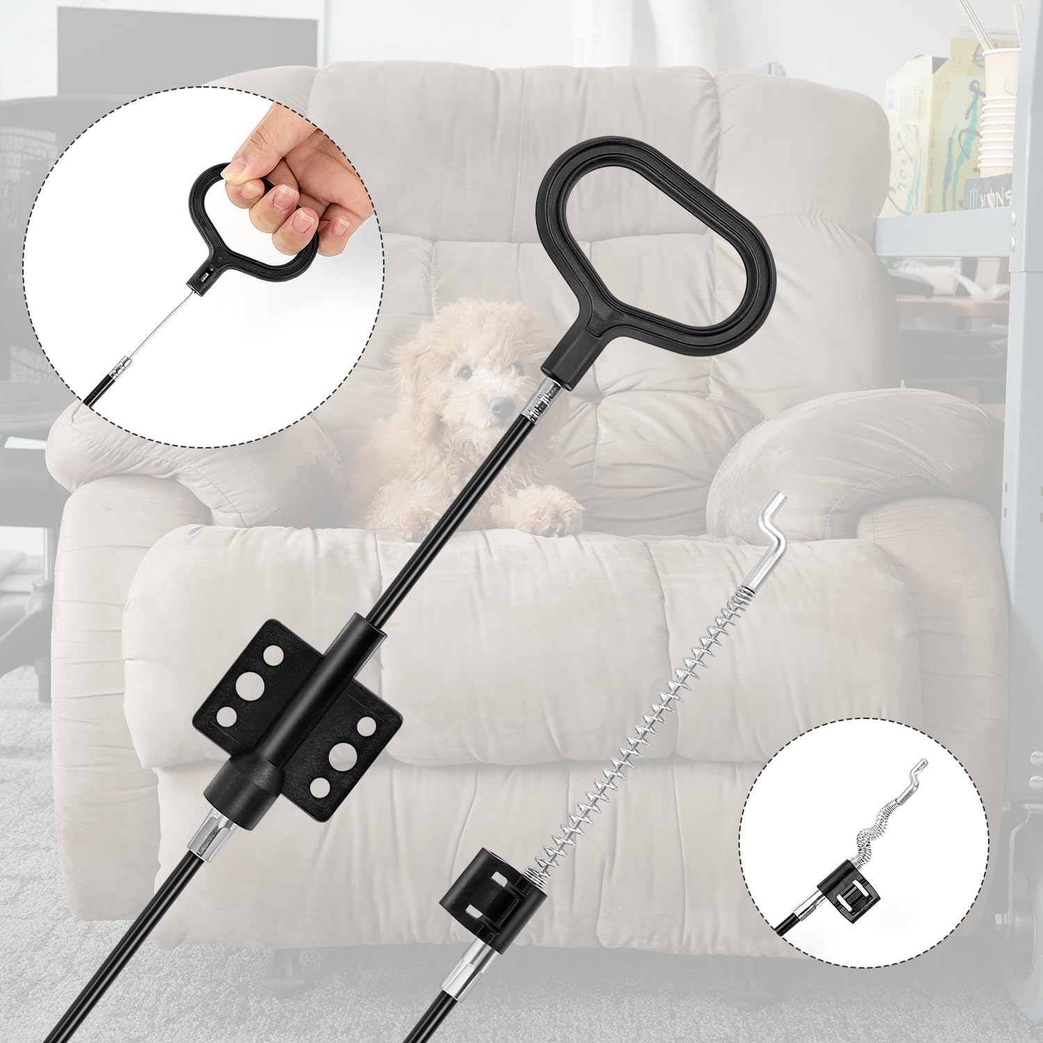 Sofa Recliner Cables Sofa and Reclined Chair Replacement Part D Ring Couch Recliner Pull Handle with S Tip for Cable Total Length 36.5 Inch Exposed Length 5Inch 1 Pack Black