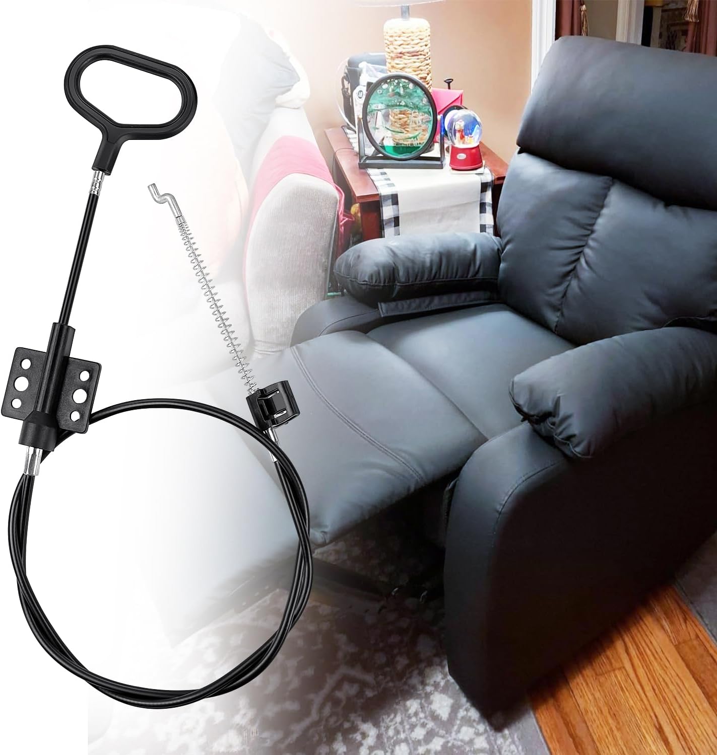 Sofa Recliner Cables Sofa and Reclined Chair Replacement Part D Ring Couch Recliner Pull Handle with S Tip for Cable Total Length 36.5 Inch Exposed Length 5Inch 1 Pack Black