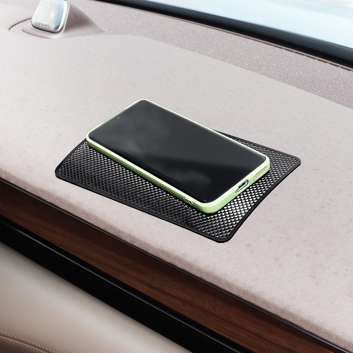 2 Pack Car Dashboard Anti-Slip Rubber Pad, Car Dashboard Non Slip Mat, Black Grid Anti Slip Sticky Pad for Cell Phone, Sunglasses, Keys Electronic Devices 7.5""x 4.7""