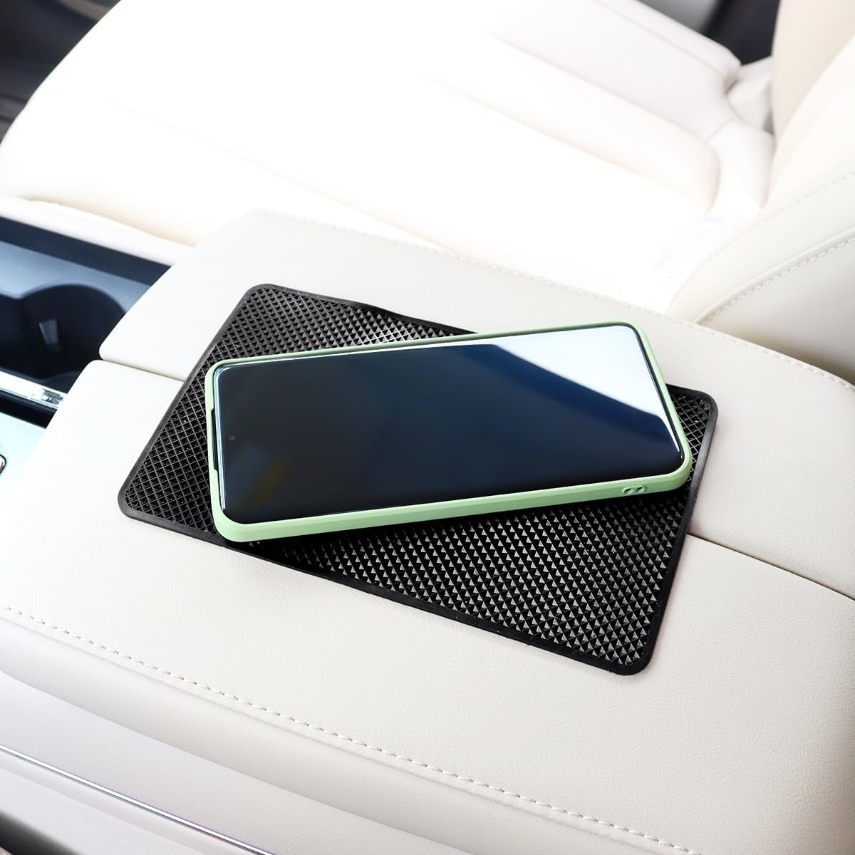 2 Pack Car Dashboard Anti-Slip Rubber Pad, Car Dashboard Non Slip Mat, Black Grid Anti Slip Sticky Pad for Cell Phone, Sunglasses, Keys Electronic Devices 7.5""x 4.7""