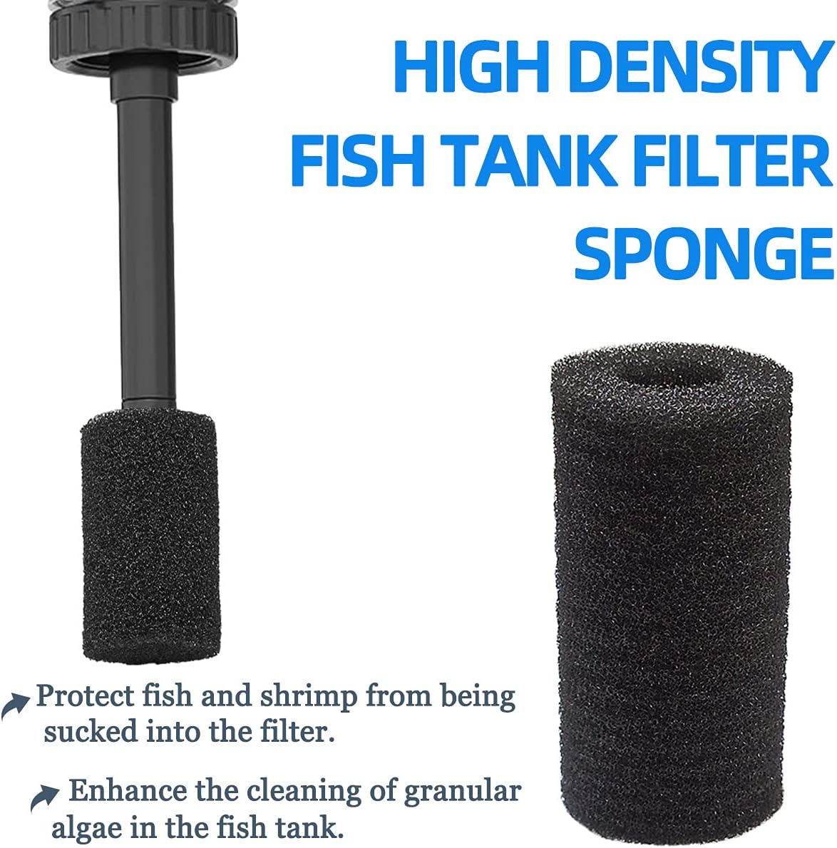 6pcs Pre-Filter Sponge, Pre Filter Foam Sponge Roll for Aquarium Fish Tank 6 x 3.5cm /2.4x1.4 inch