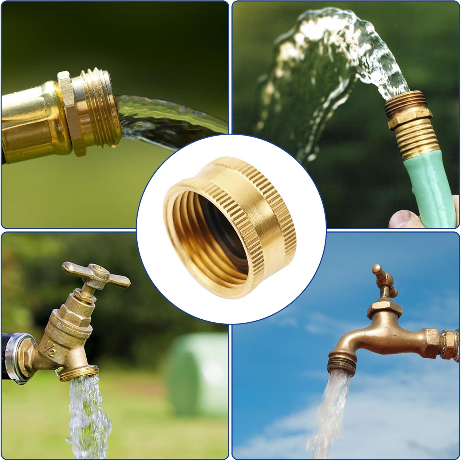 Brass Garden Hose End Caps, 2 Pack 3/4" Female End Cap, Garden Hose End Caps with 2 Washers