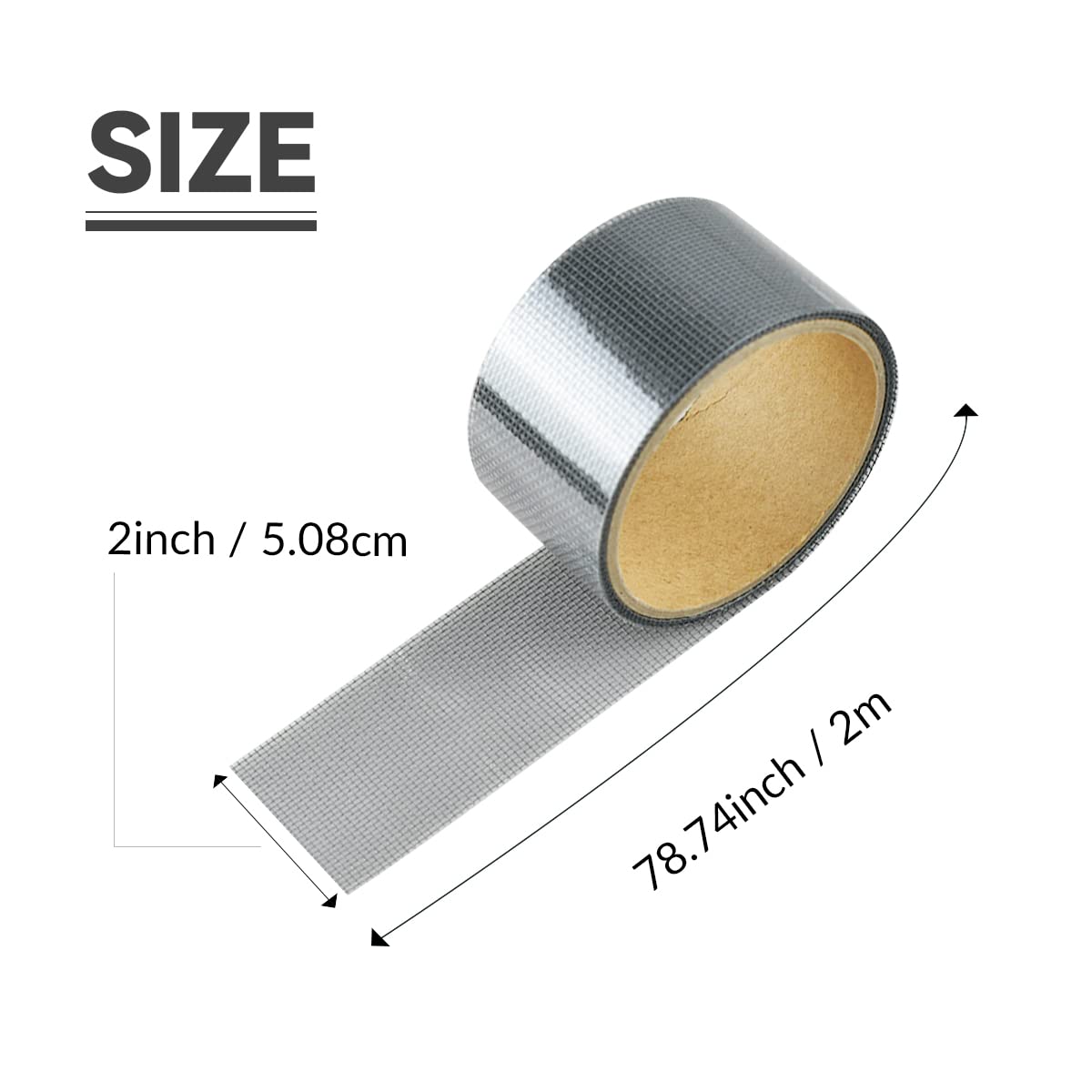 1 Pcs Grey Window Screen Repair Kit, Mesh Repair Tape Strong Adhesive Fiberglass Covering Mesh Tape Waterproof Screen Patch Repair for Door Window Tears Holes 2"×78"