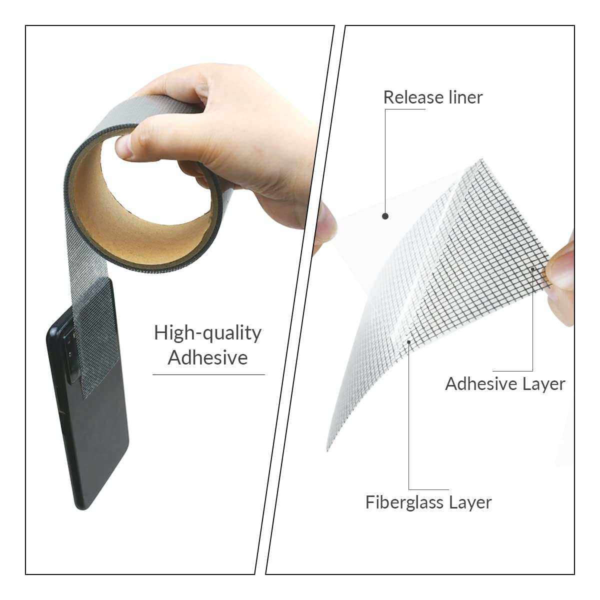1 Pcs Grey Window Screen Repair Kit, Mesh Repair Tape Strong Adhesive Fiberglass Covering Mesh Tape Waterproof Screen Patch Repair for Door Window Tears Holes 2"×78"
