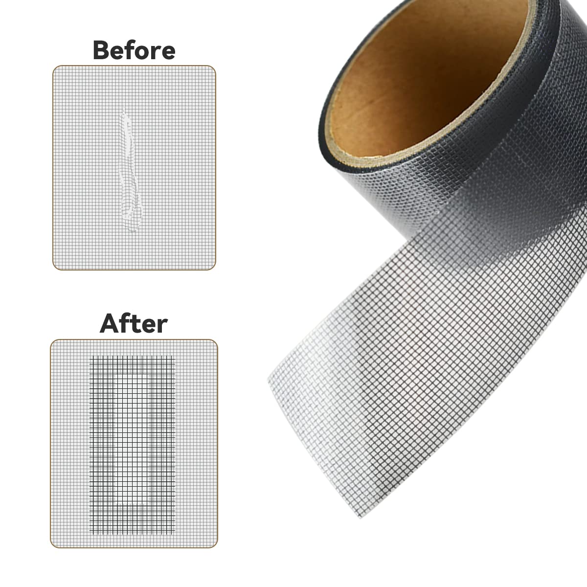 1 Pcs Grey Window Screen Repair Kit, Mesh Repair Tape Strong Adhesive Fiberglass Covering Mesh Tape Waterproof Screen Patch Repair for Door Window Tears Holes 2"×78"
