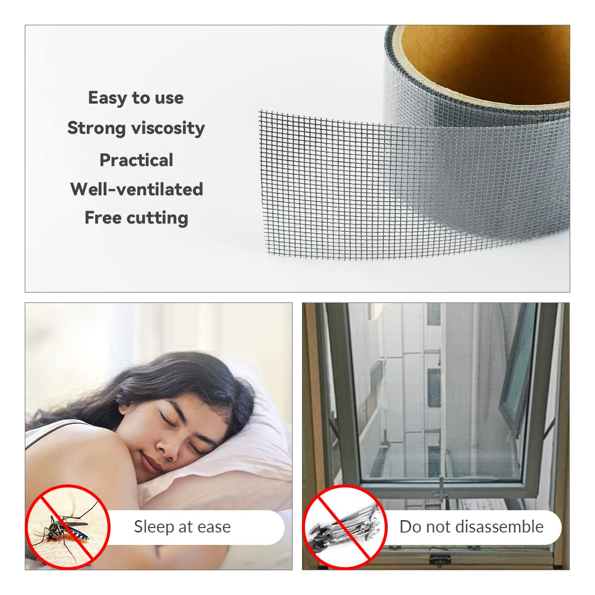1 Pcs Grey Window Screen Repair Kit, Mesh Repair Tape Strong Adhesive Fiberglass Covering Mesh Tape Waterproof Screen Patch Repair for Door Window Tears Holes 2"×78"