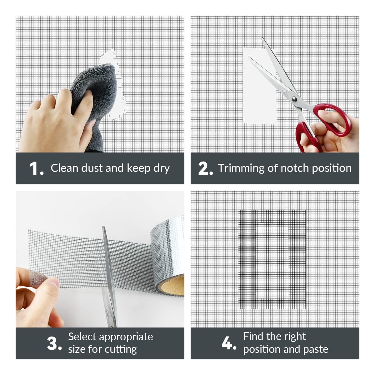1 Pcs Grey Window Screen Repair Kit, Mesh Repair Tape Strong Adhesive Fiberglass Covering Mesh Tape Waterproof Screen Patch Repair for Door Window Tears Holes 2"×78"