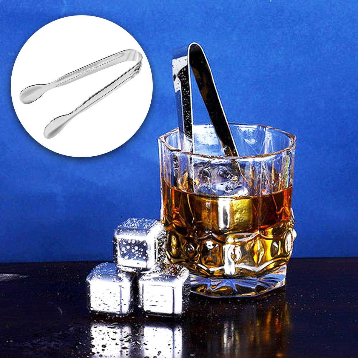 4 Pcs Ice Tongs Sugar Cubes Tongs, Mini Serving Tongs, 304 Stainless Steel, Silver, 4.33 x 0.63 inches