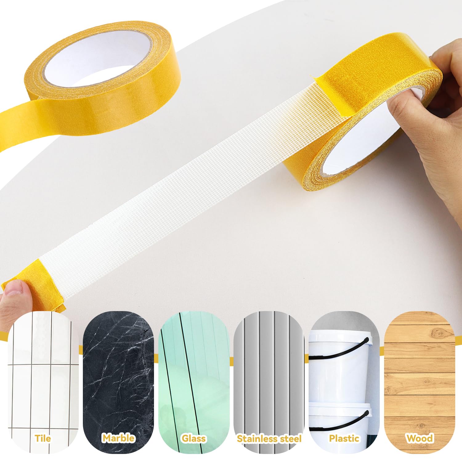 1 Pack Double Sided Fabric Tape Heavy Duty Gauze Tape Fabric Tape High Stickness Mounting Tape for Carpets, Pictures, Posters, Frames 3CM/1.18Inch x 20M/66FT