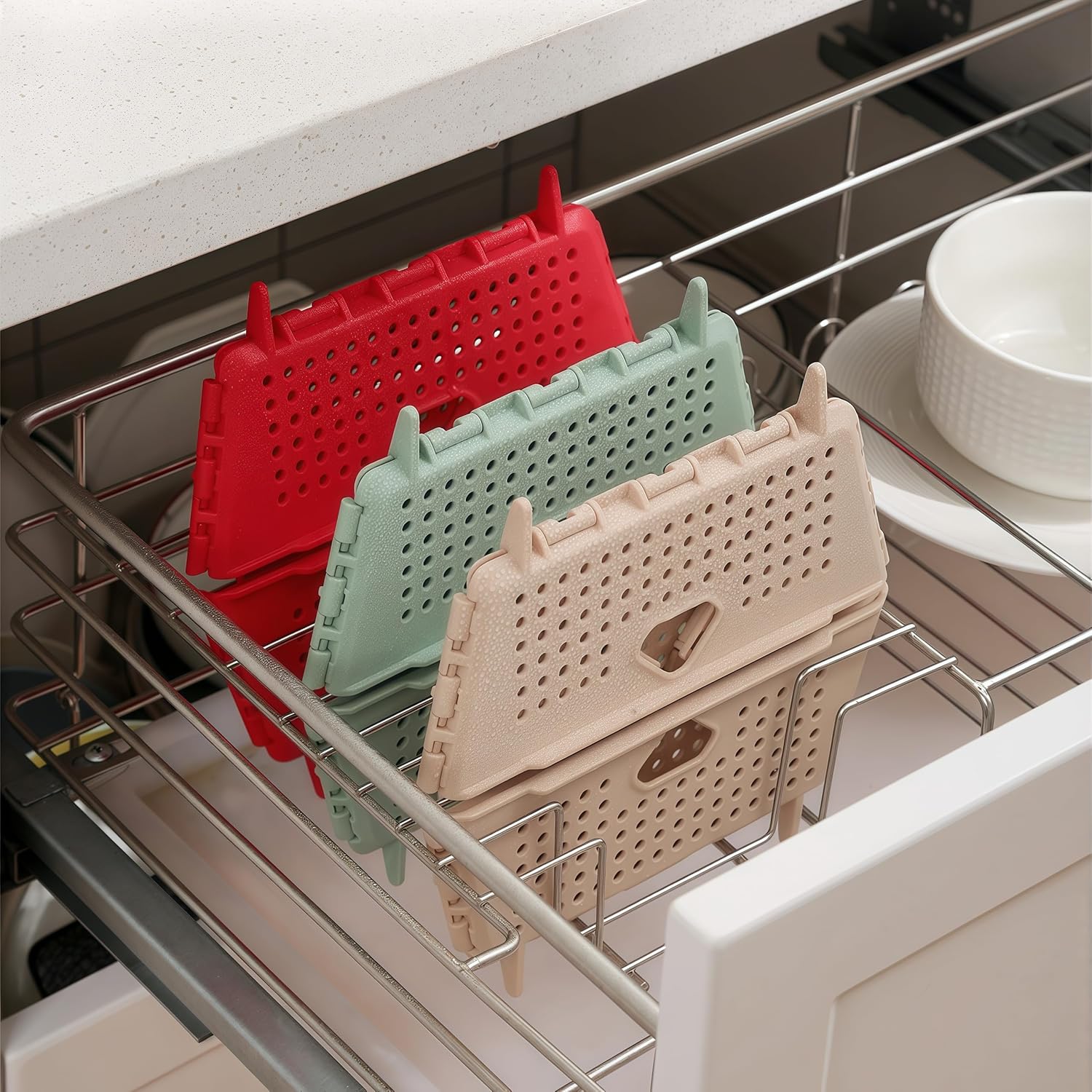 Plastic Colander Basket, Multi-Purpose Drainage & Storage Bin for Kitchen, Candy, Cookies, Holiday Snacks and Gift Items, Ventilated Organizer Tray for Home & Christmas Decorations Storage