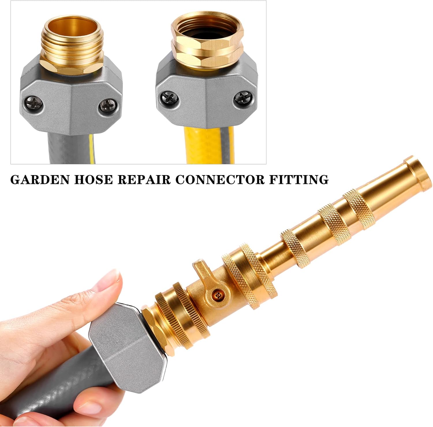 Zinc and Aluminum Male and Female Coupling, Fits All 5/8-Inch and 3/4-Inch Garden Hose Repair Fitting, 2 Pack Female & Male