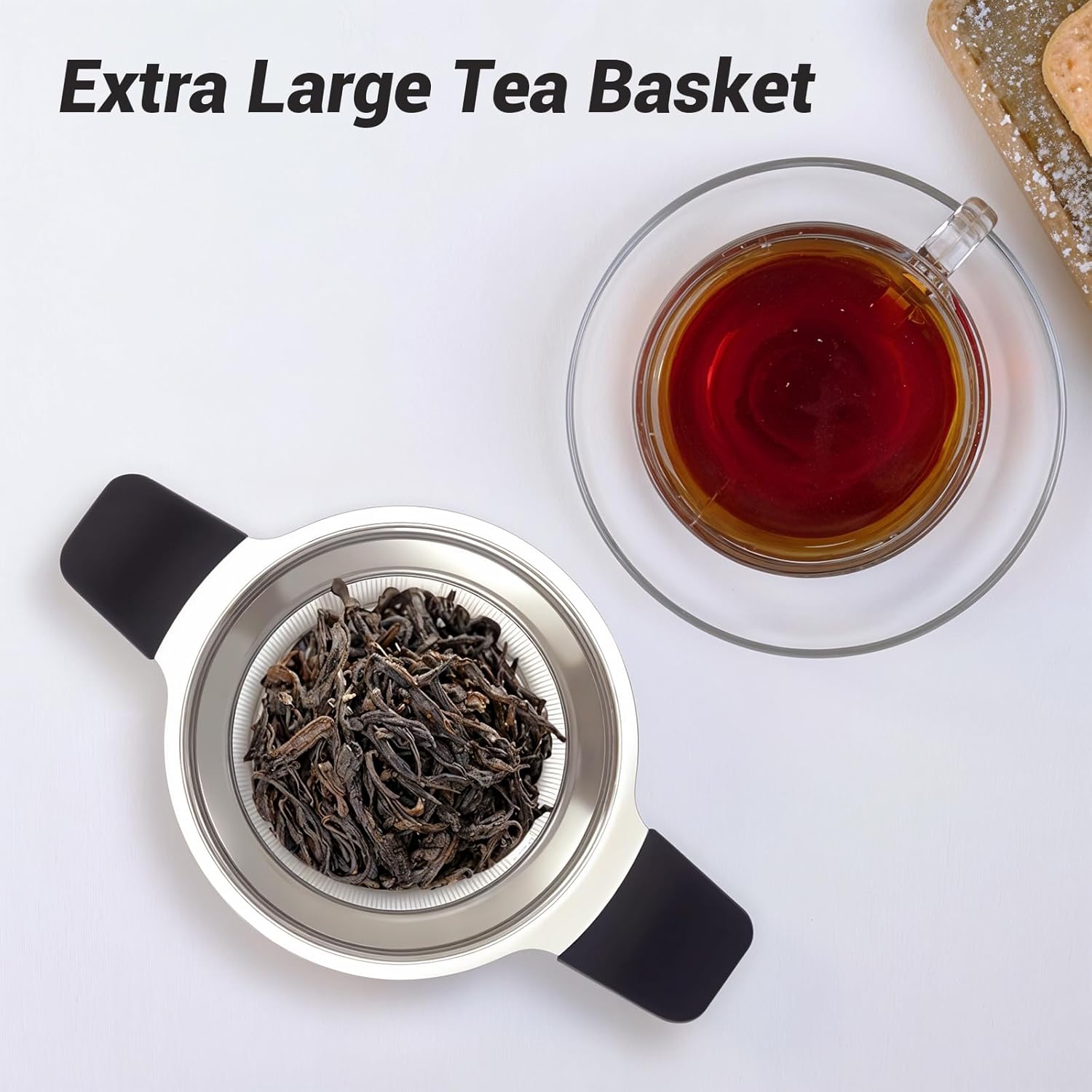 Stainless Steel Tea Infuser Steeper Strainer for Loose Leaf Tea, Fine Mesh Reusable Diffusers Ball Bag Filter Holder with Heat Proof Handles for Teapots, Mugs, Cups