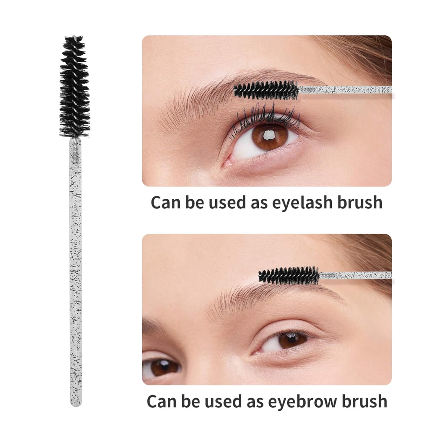 200PCS Spoolie Eyelash Brush - Disposable Mascara Brush Wand for Lashes, Eyebrow Eyelash Extension Supplies Black