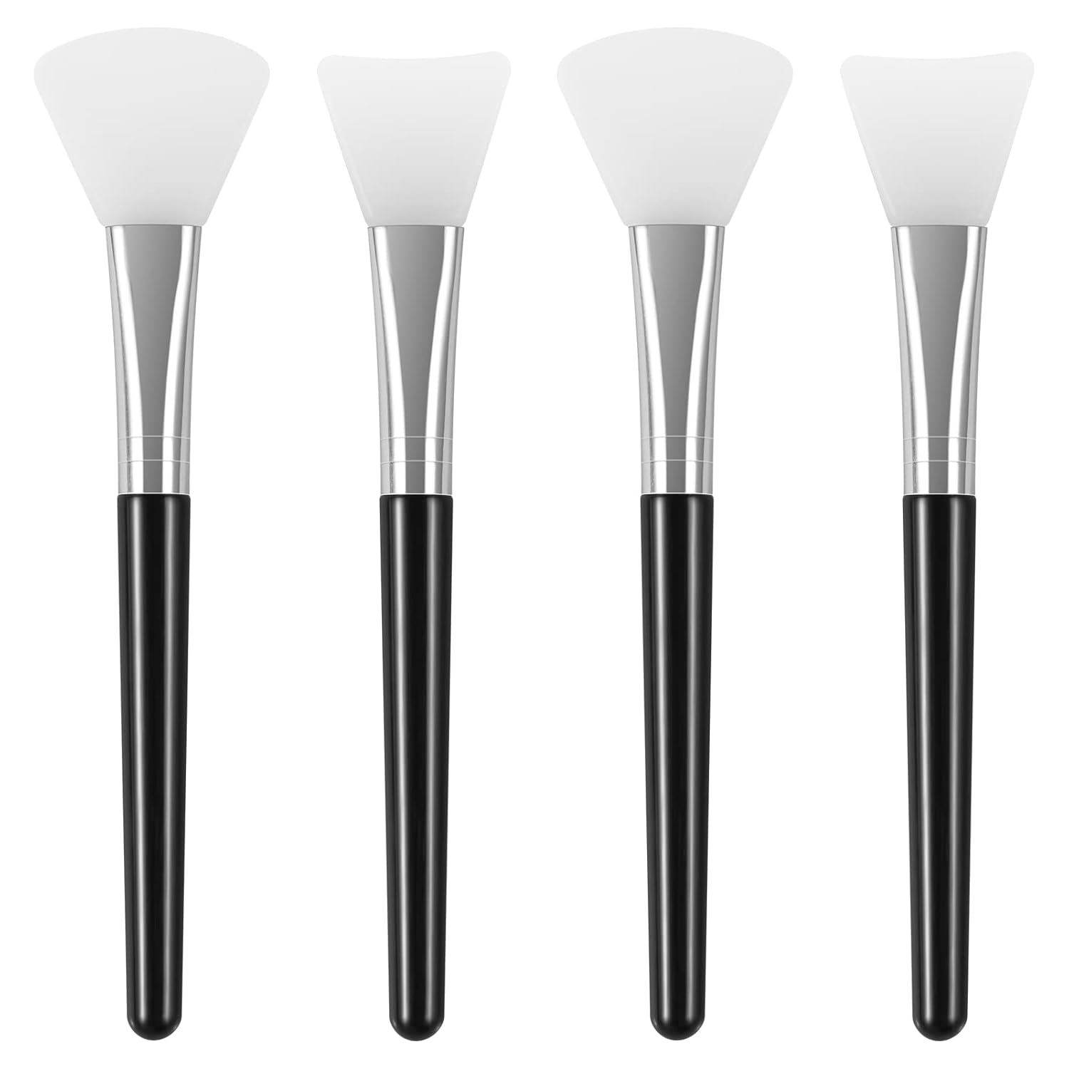 4PCS Silicone Face Mask Brush Applicator, Flexible Silicone Brush for Face for Mud, Clay, DIY Mask, Body Lotion, BB Cream Black