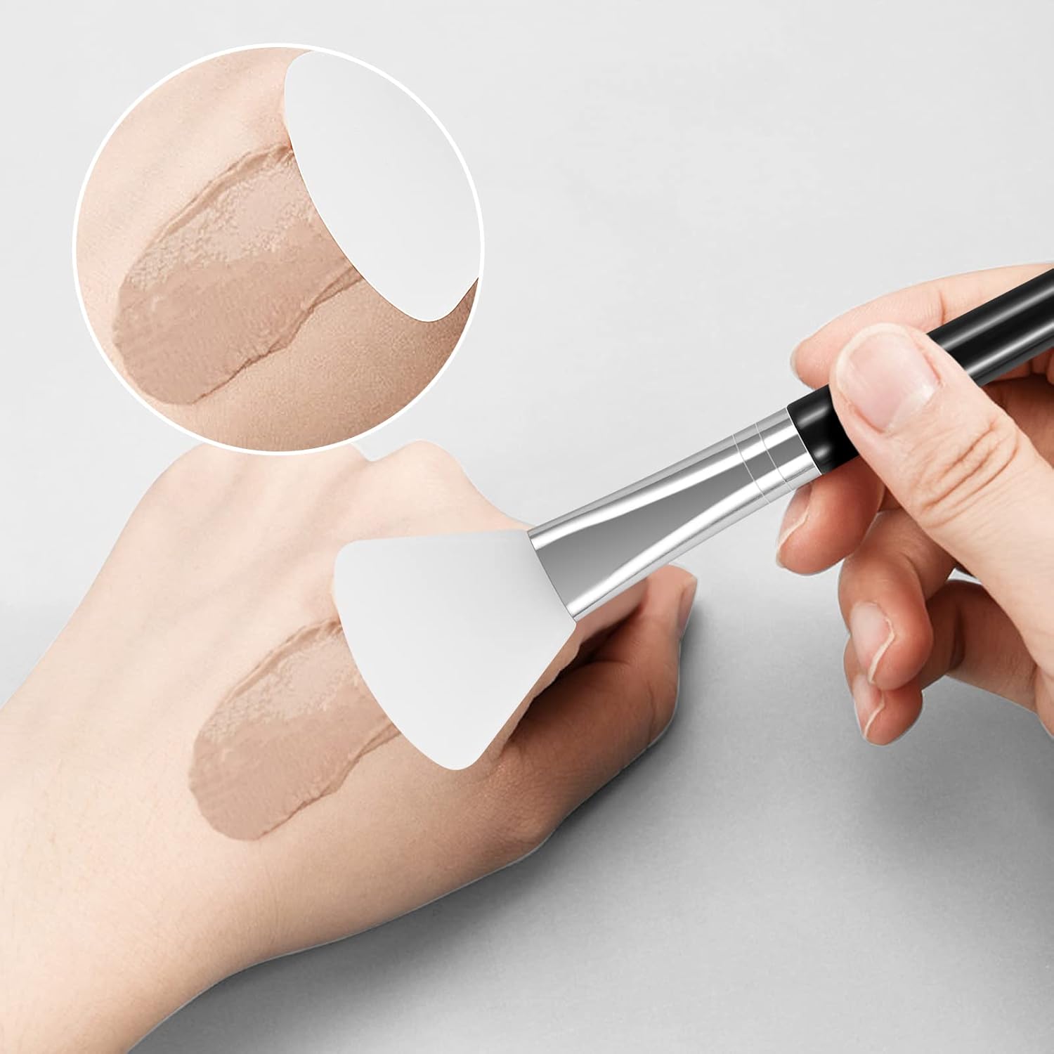 4PCS Silicone Face Mask Brush Applicator, Flexible Silicone Brush for Face for Mud, Clay, DIY Mask, Body Lotion, BB Cream Black