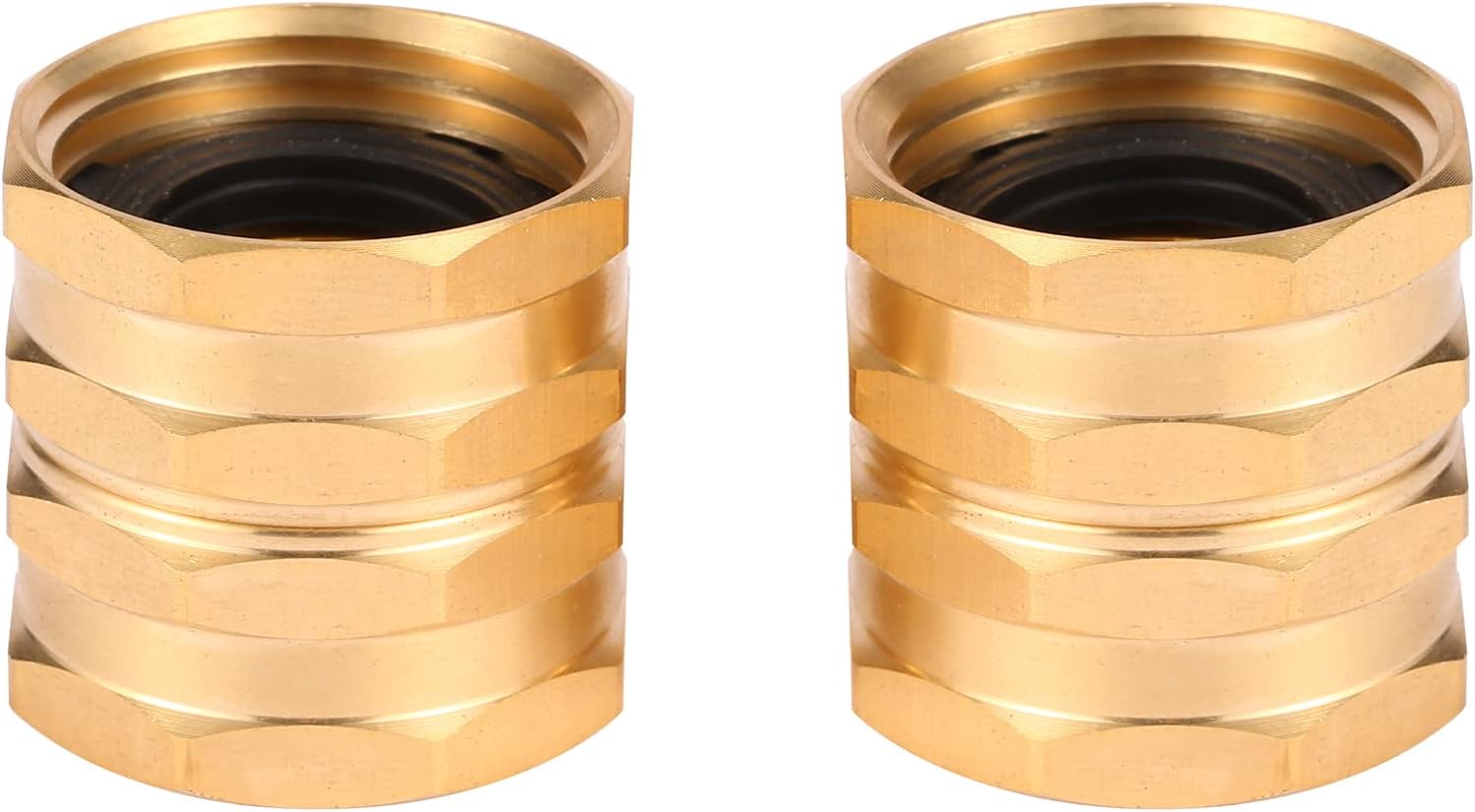 2 Pack Garden Hose Adapter,Brass Hose to Hose Swivel, 3/4-Inch Hose Connector with 4 Extra Washers Female to Female , Double Female