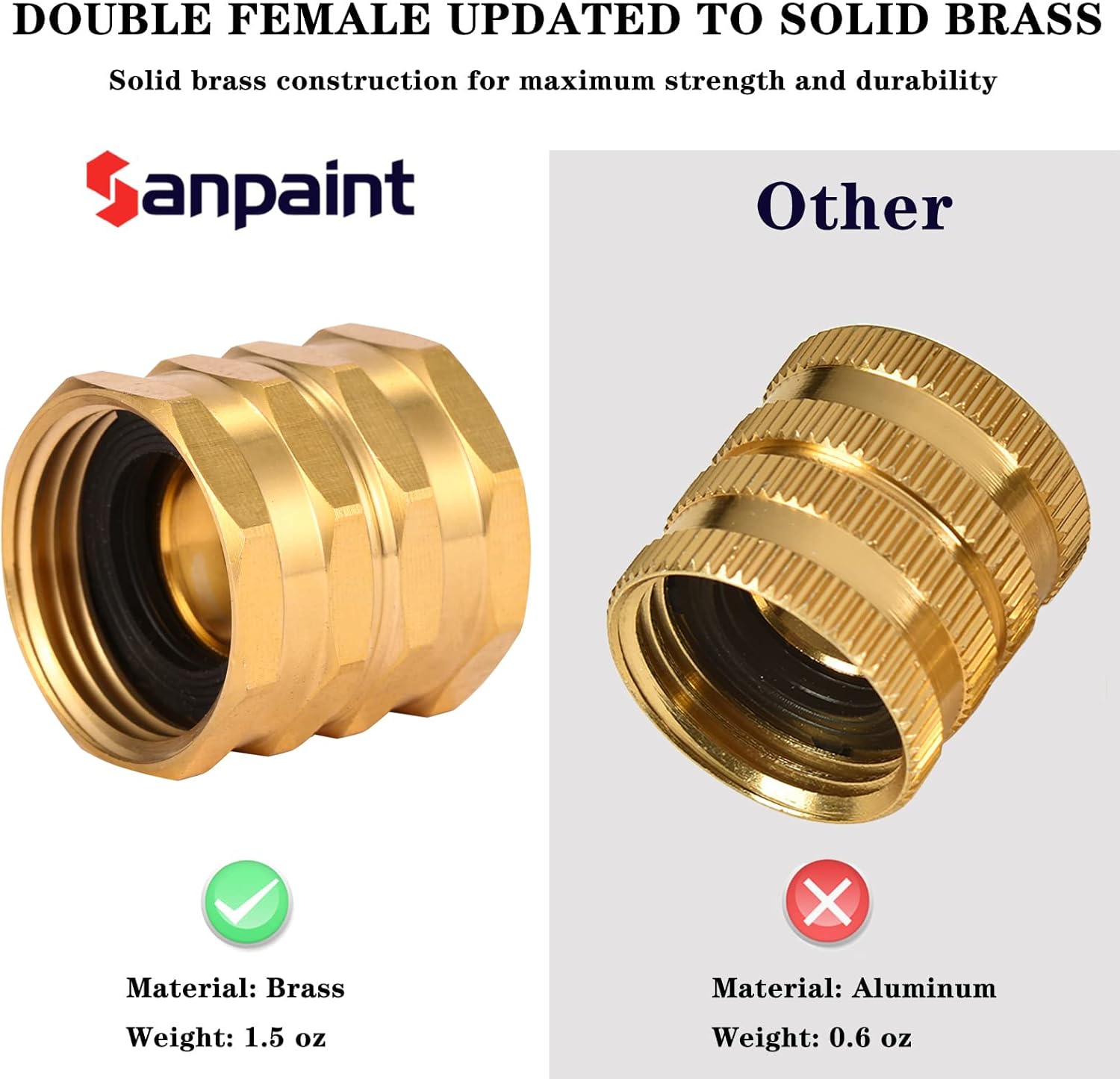 2 Pack Garden Hose Adapter,Brass Hose to Hose Swivel, 3/4-Inch Hose Connector with 4 Extra Washers Female to Female , Double Female